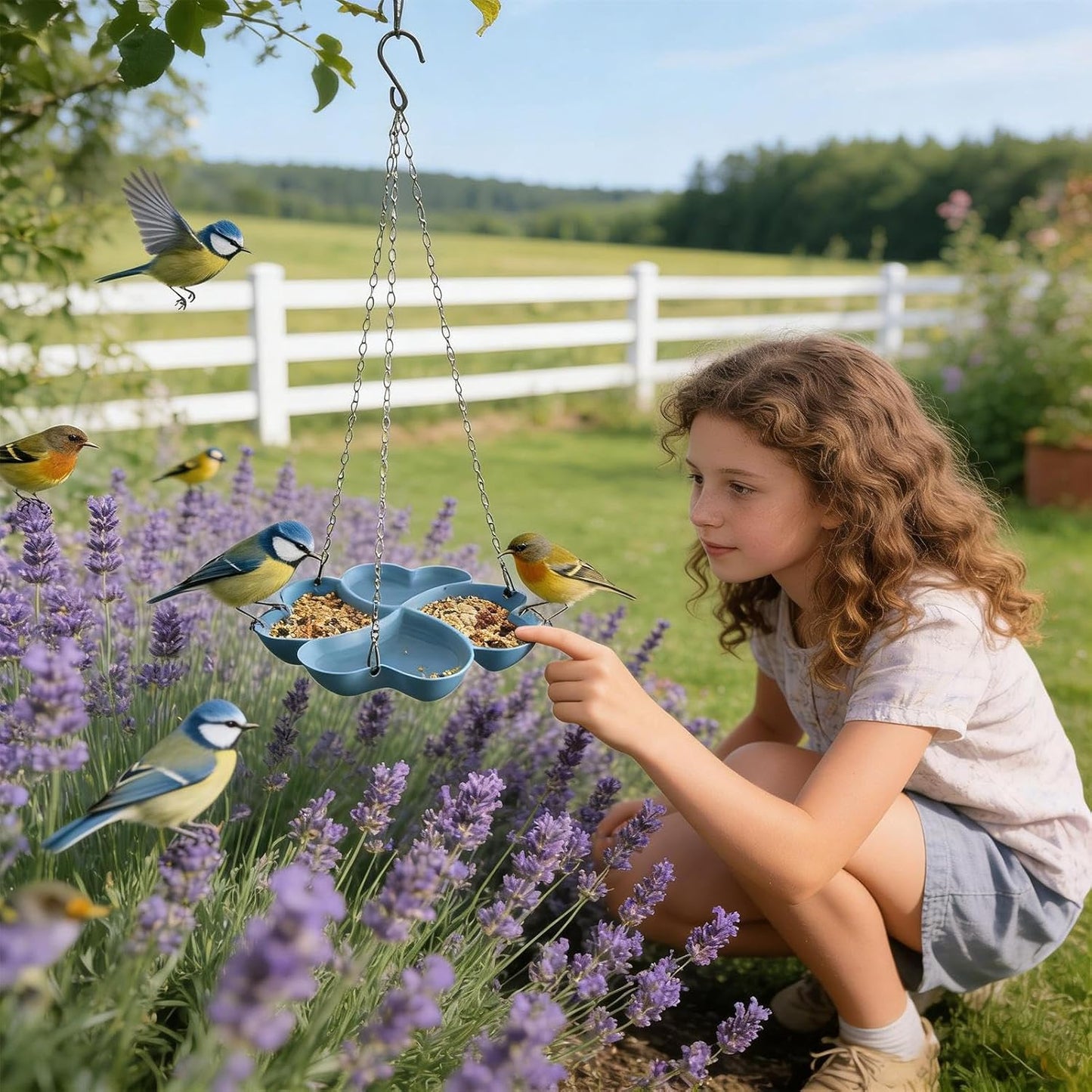Outdoor Bird Feeder - Petals Shape Water Feeder,Backyard Hummingbird Water Tray | for Fence Porch Patio Outdoor Garden Backyard Apartment Balcony