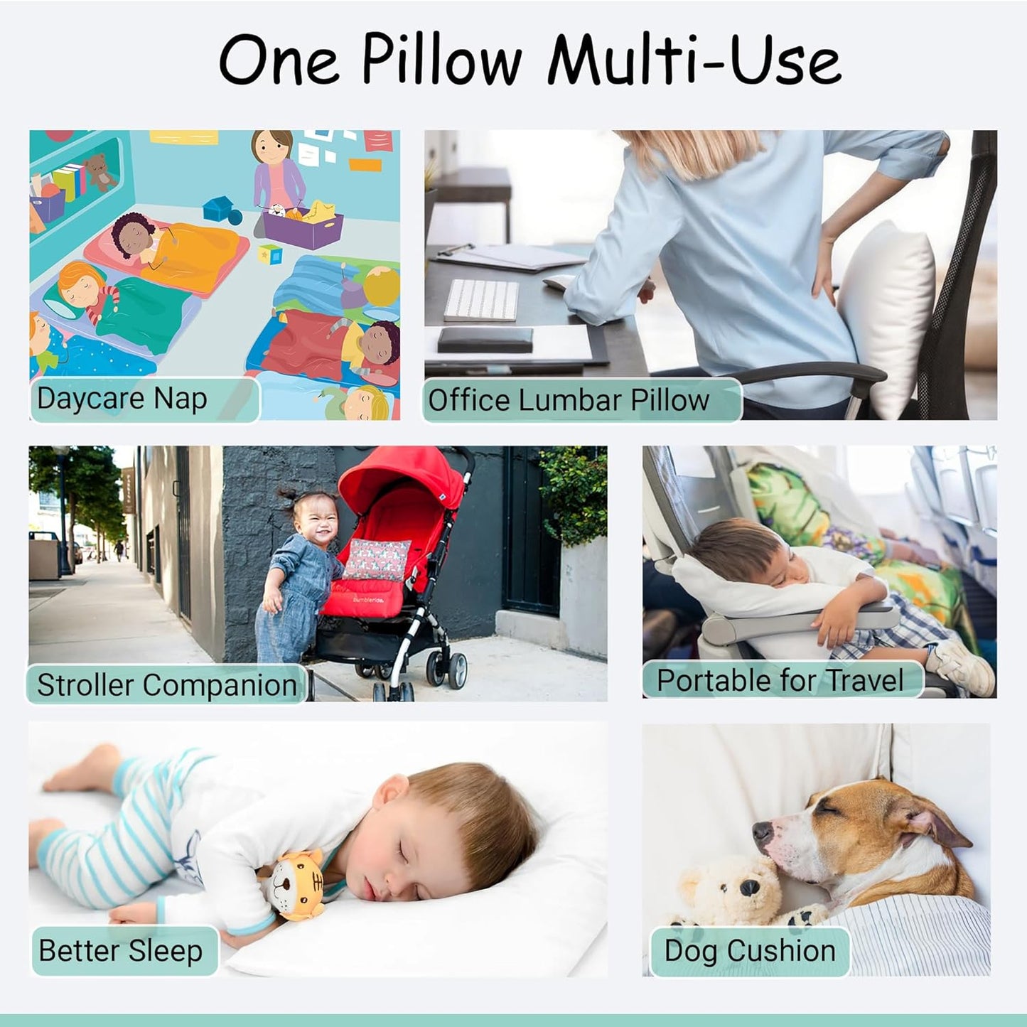 ZPECC Toddler Pillow with Pillowcase - 13x18 Organic Cotton Hypoallergenic Kids Pillow, Baby Essentials for Travel Crib Daycare Stroller (Intended for Age 2 and up) White Stripe