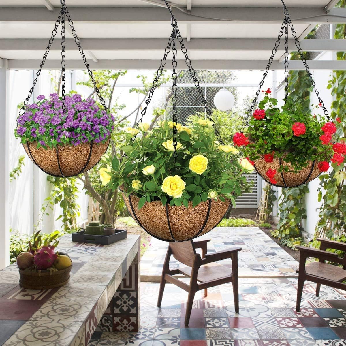 4pcs 18 inch Black Hanging Basket Chain with Hooks Flower Plant Pot Replacement Chain Hanger for Bird Feeders,Planters,Lanterns and Ornaments
