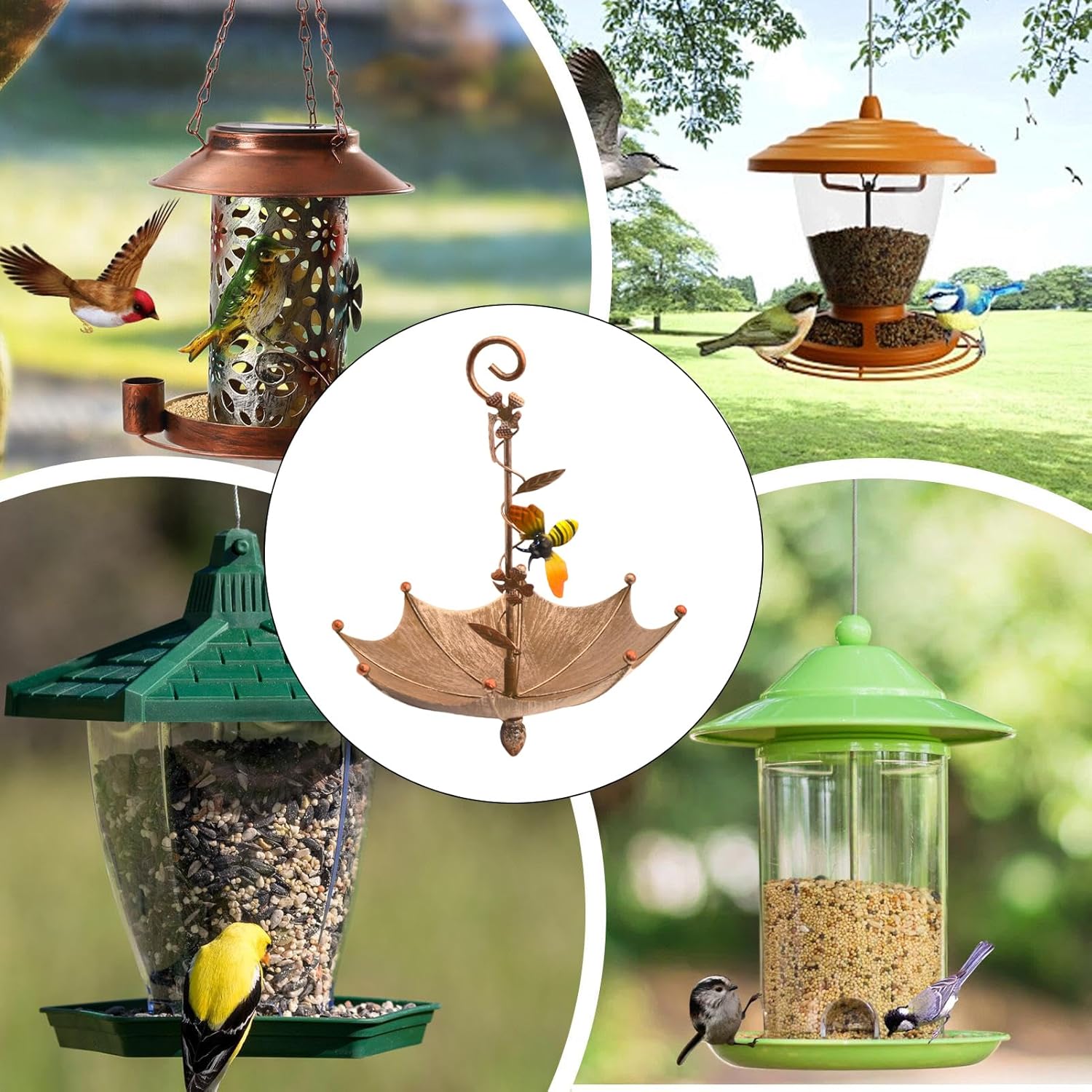 Bird Feeders - Hangable Umbrella Shaped Hummingbird Food Tray for Outd