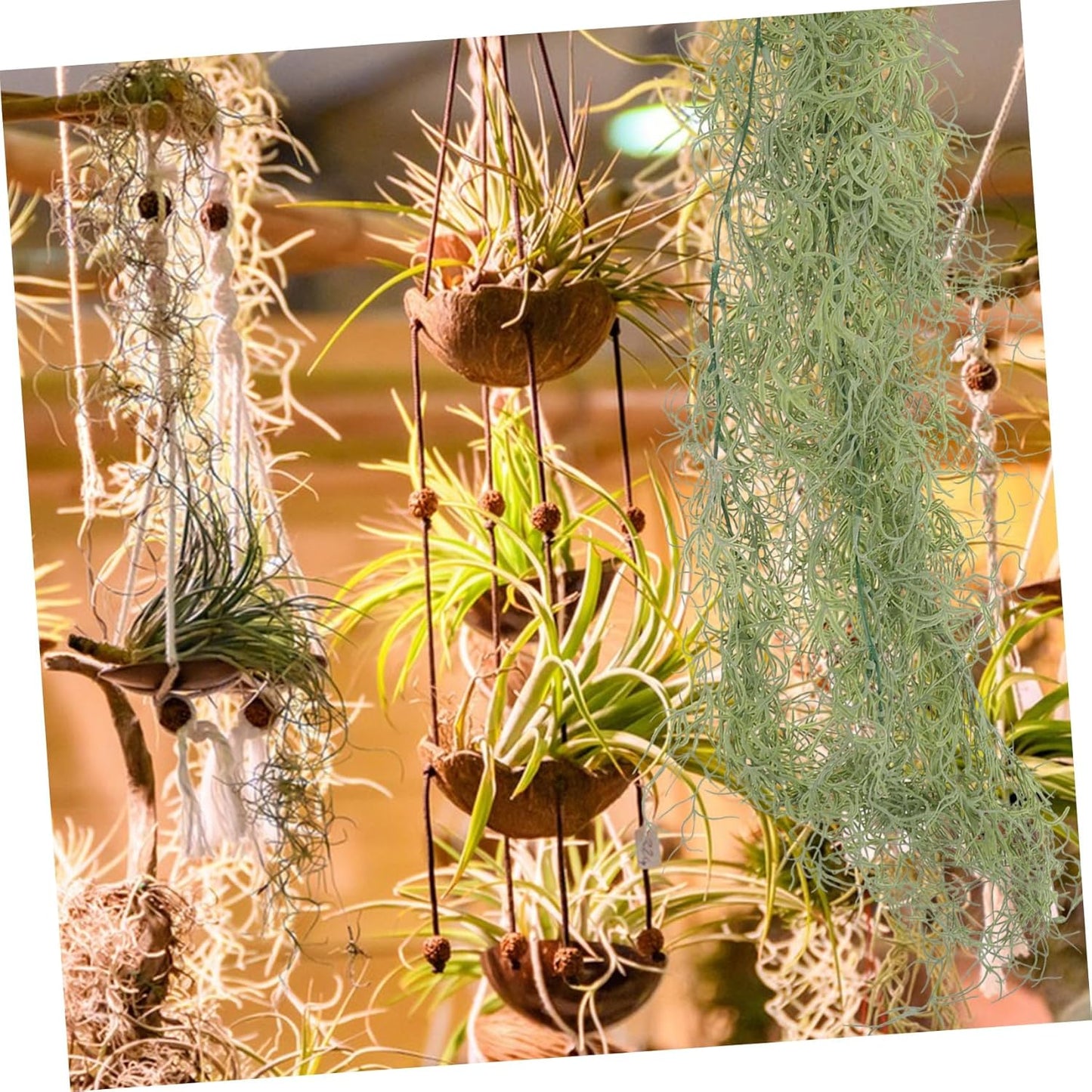 Milisten Artificial Succulents Hanging Plants Faux Greenery String Plants for Home Office Weddings Garden Decor Realistic Dry Flowers and Moss Crafts