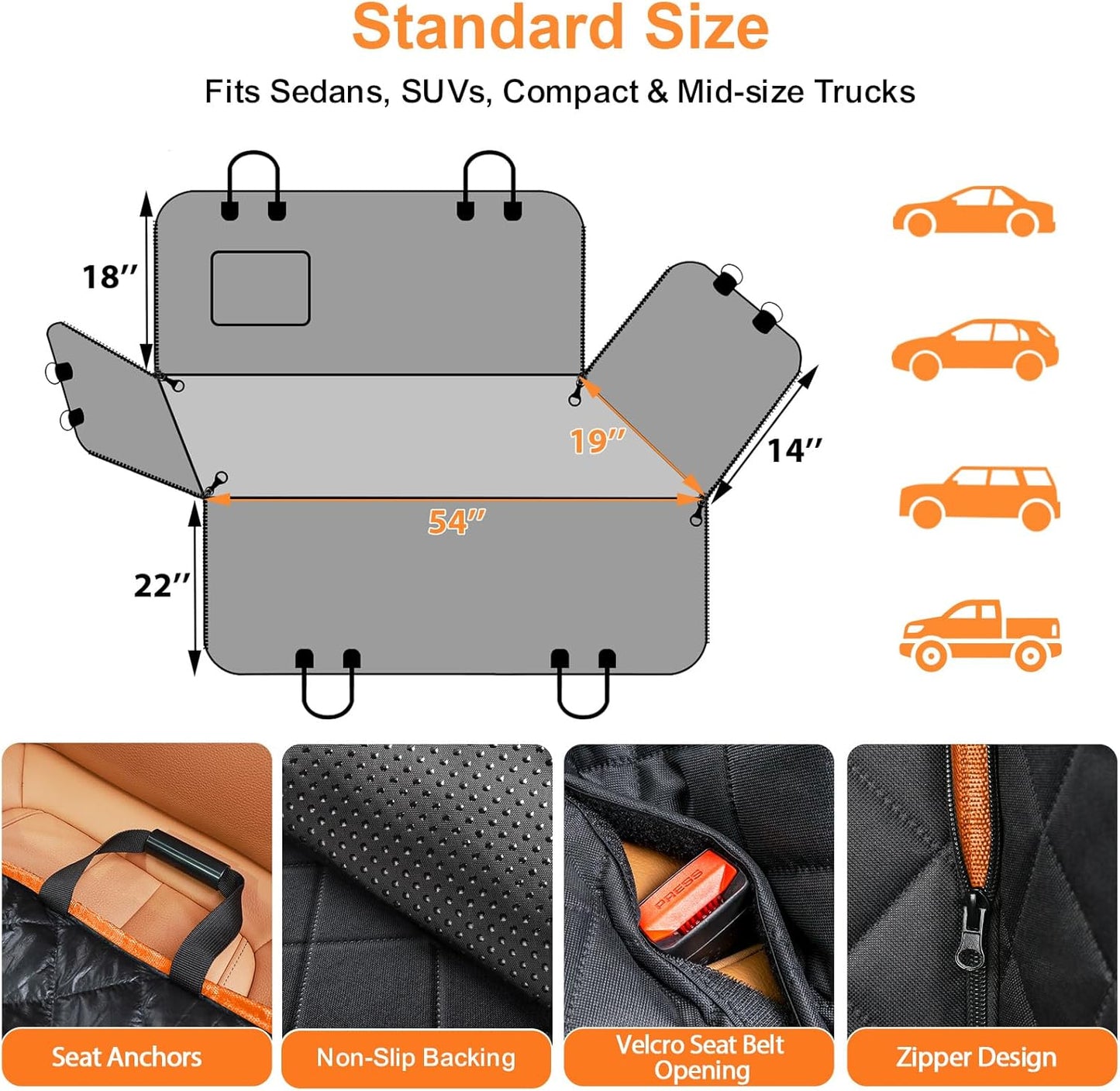 URPOWER Dog Car Seat Cover for Pets 100% Waterproof Seat Cover Hammock