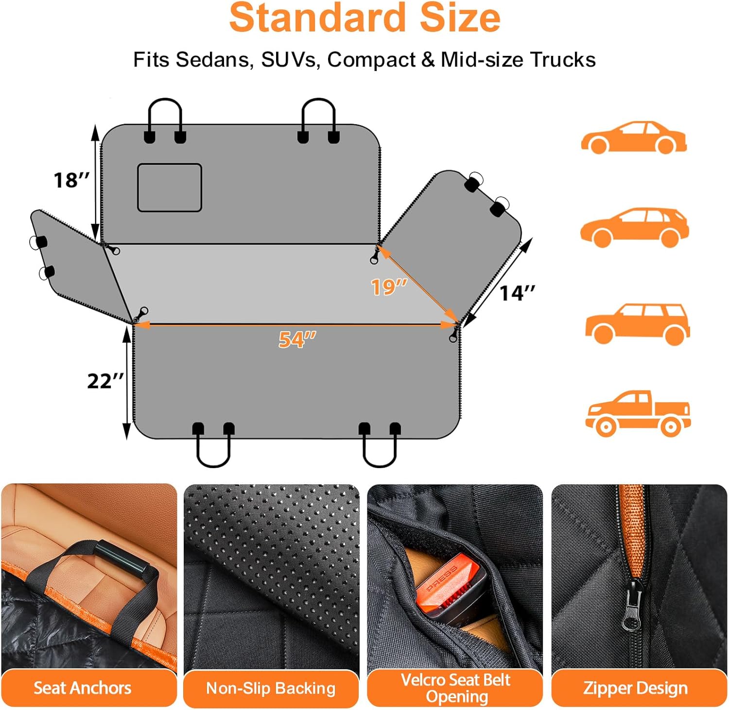 URPOWER Dog Car Seat Cover for Pets 100% Waterproof Seat Cover Hammock