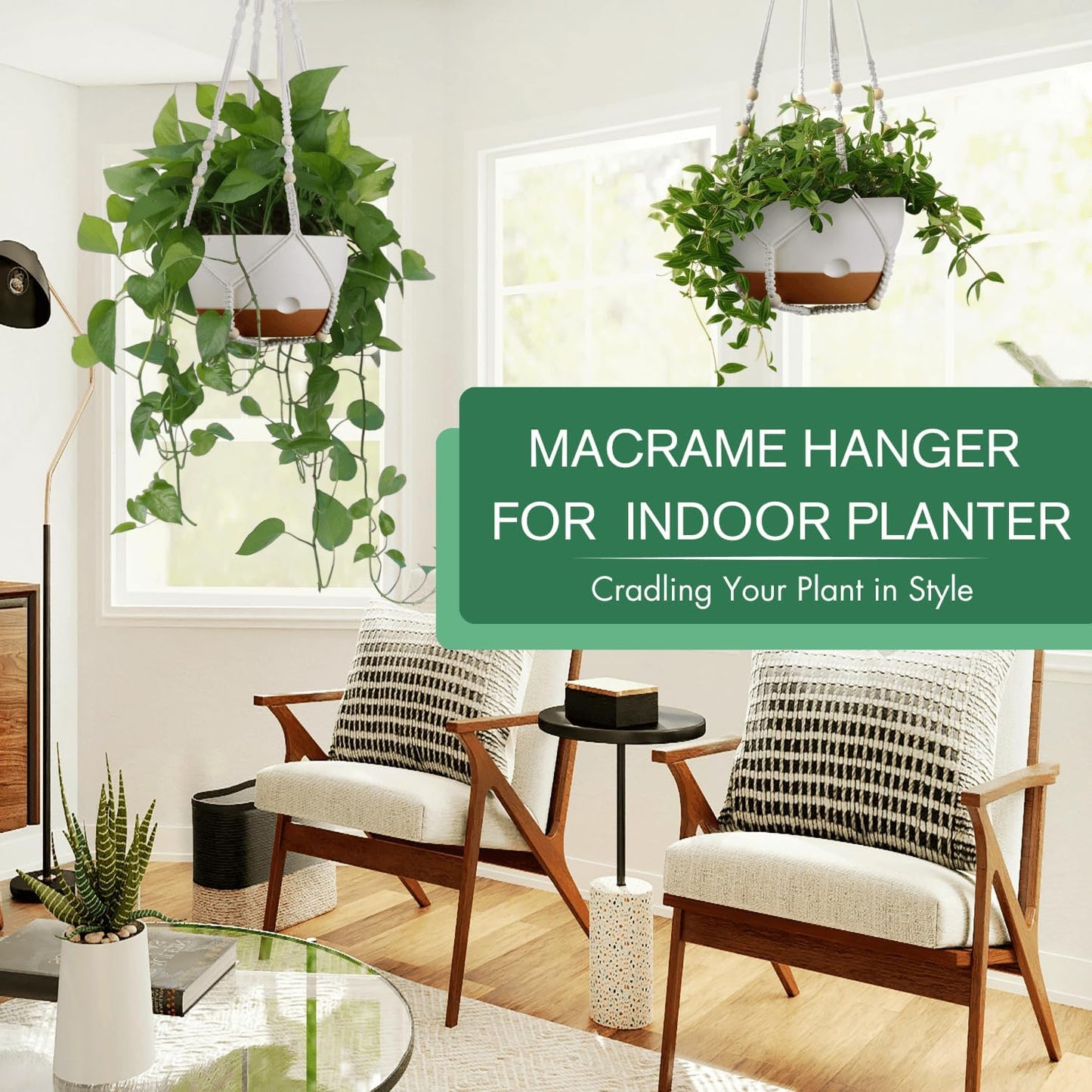 Set of 2-10 Inch Hanging Planters for Indoor Plants with Self-Watering