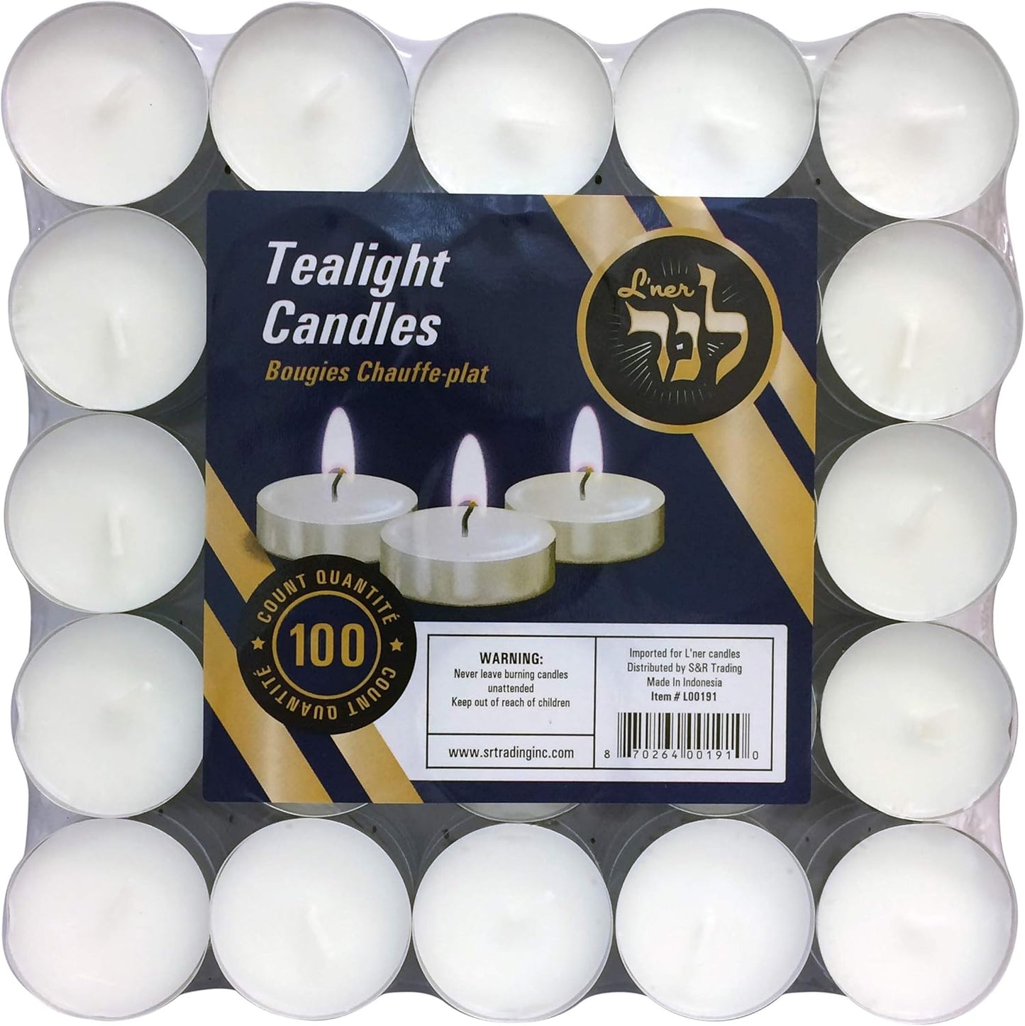 L'ner Tea Light Candles – Set of 100 Unscented Tea Lights – Burns Aprx. 4 Hours – Party & Ambience Candles – Restaurant Decorations
