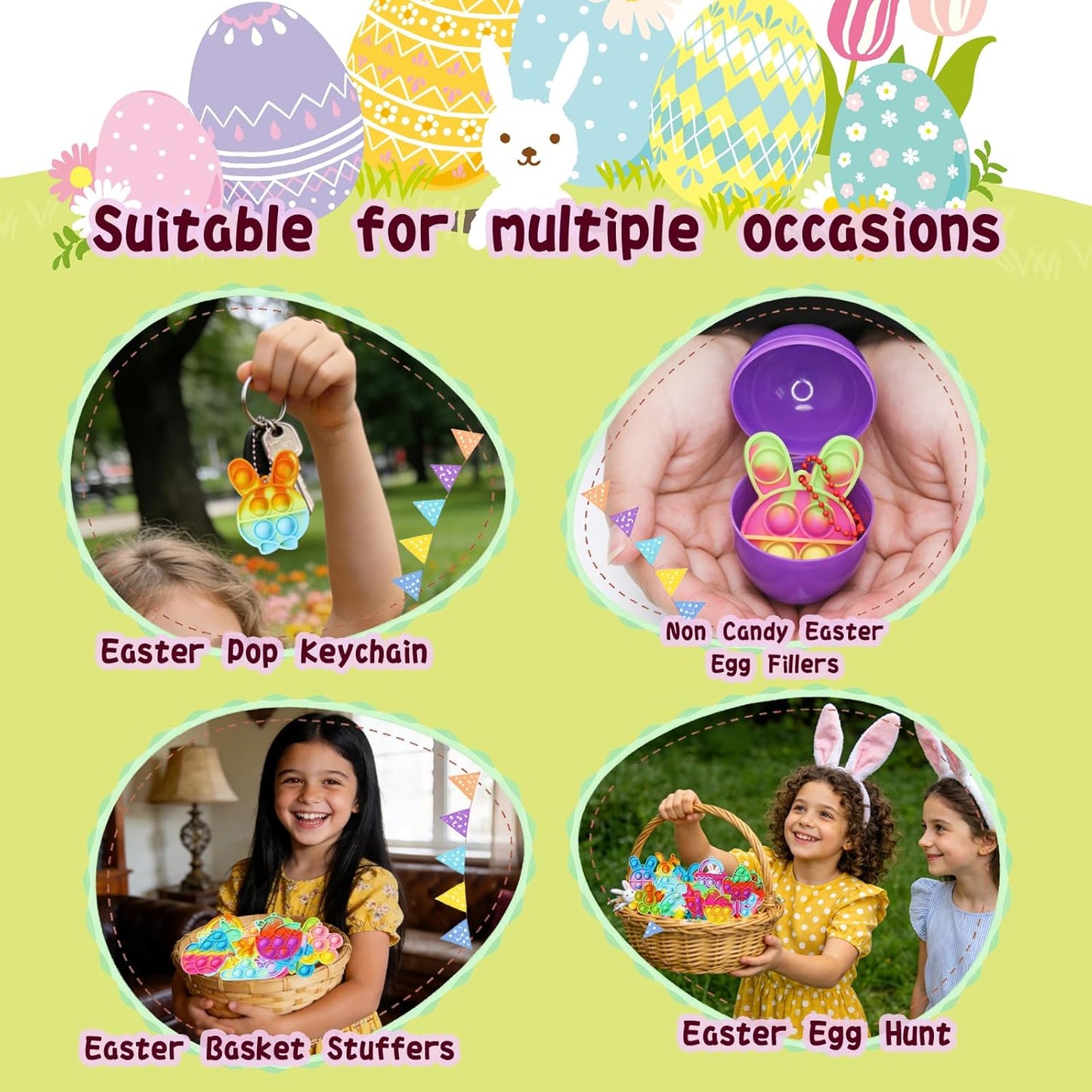 84Pcs Easter Party Favors for Kids,Easter Egg Fillers Basket Stuffers,Fidget Toys Bulk Its Birthday Gifts for Toddlers Adult,Classroom Prizes Box,Goodie Bag Stuffers,Treasure Chest Toy,Bubbles Poppers