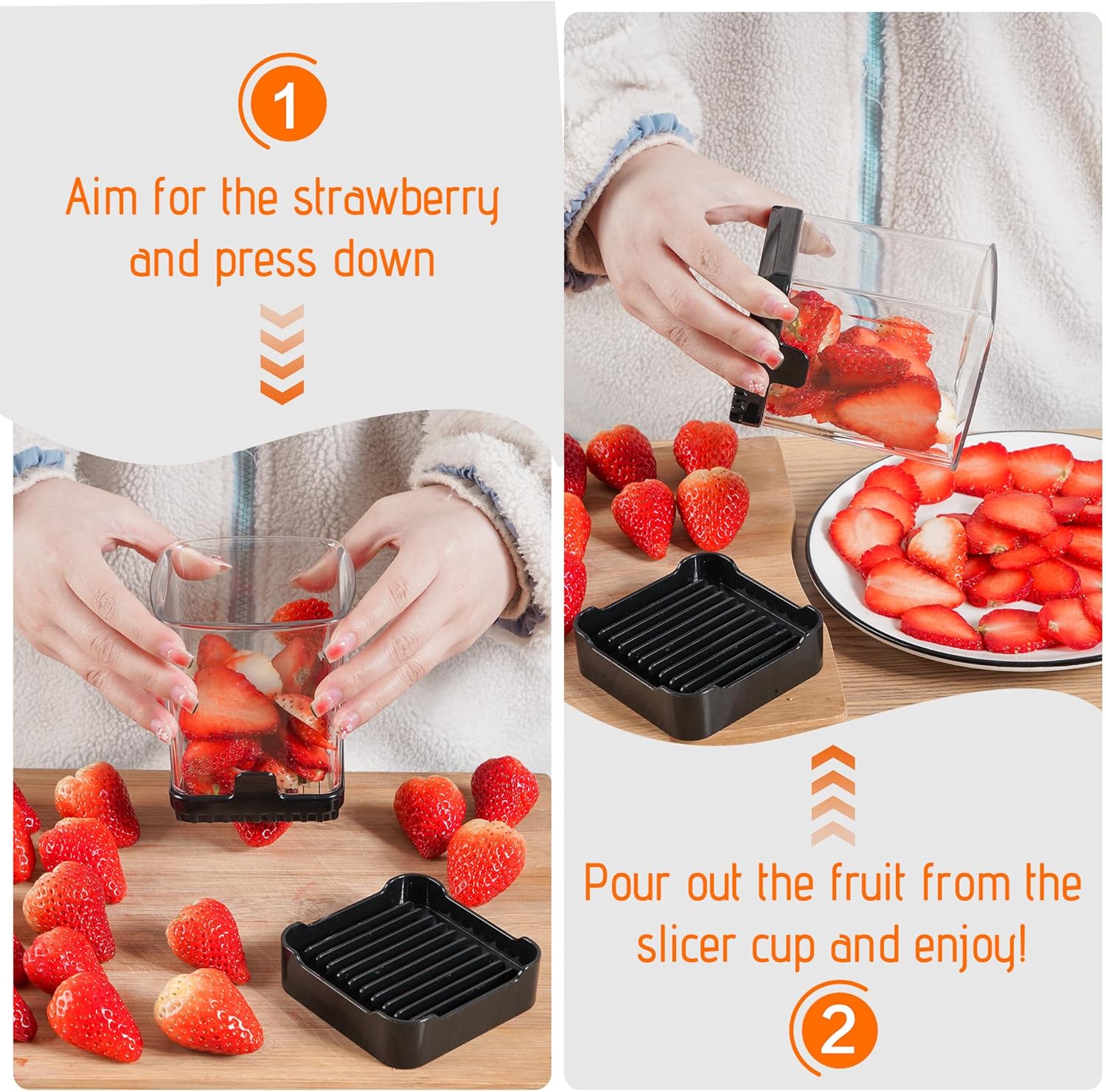 Fruit Slicer Cup for Strawberry, Banana, Hard-Boiled Egg - Detachable 