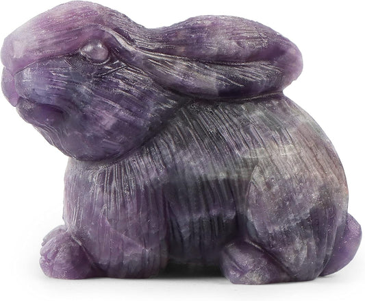 Artistone Amethyst Crystals Rabbit Statue Figurines,Hand Carved Gemsto