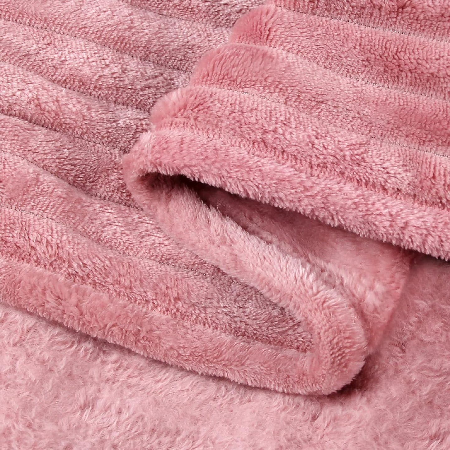 BEDELITE Fleece Throw Blanket for Couch – 3D Ribbed Jacquard Soft and Warm Decorative Fuzzy Blanket – Cozy, Fluffy, Plush Lightweight Pink Throw Blankets for Bed, Sofa, 50x60 inches