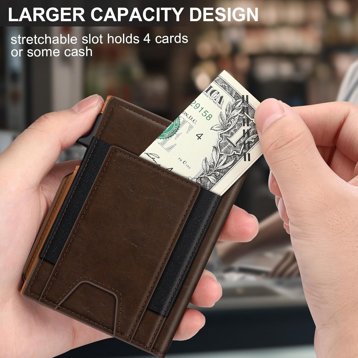 Wallet for Men Wallet with Slim Pop Up Card Holder 9-13 Cards, Bifold 
