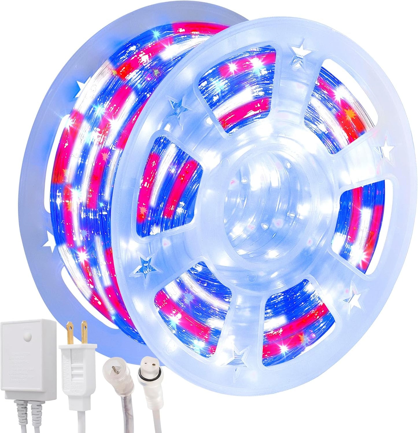 Waterproof LED Rope Lights, Connectable & Flexible with 8 Modes, Outdoor Lighting for Deck, Garden, Pool, Patio & Christmas Decor (Red/Blue/White, 100ft)