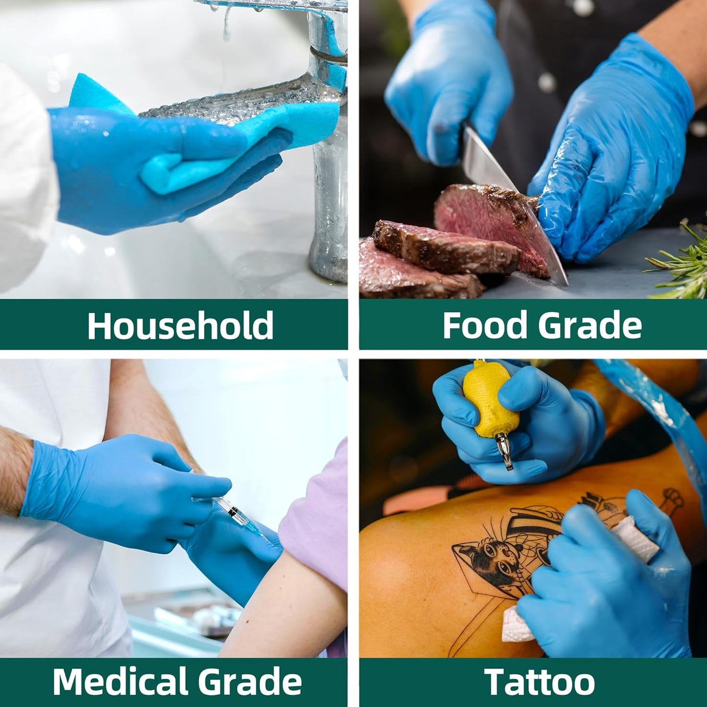 Vinyl Disposable Exam Gloves, 4Mil Powder-Free Latex-Free Food Grade Cooking Cleaning Medical Glove Blue 100&1000 Ct