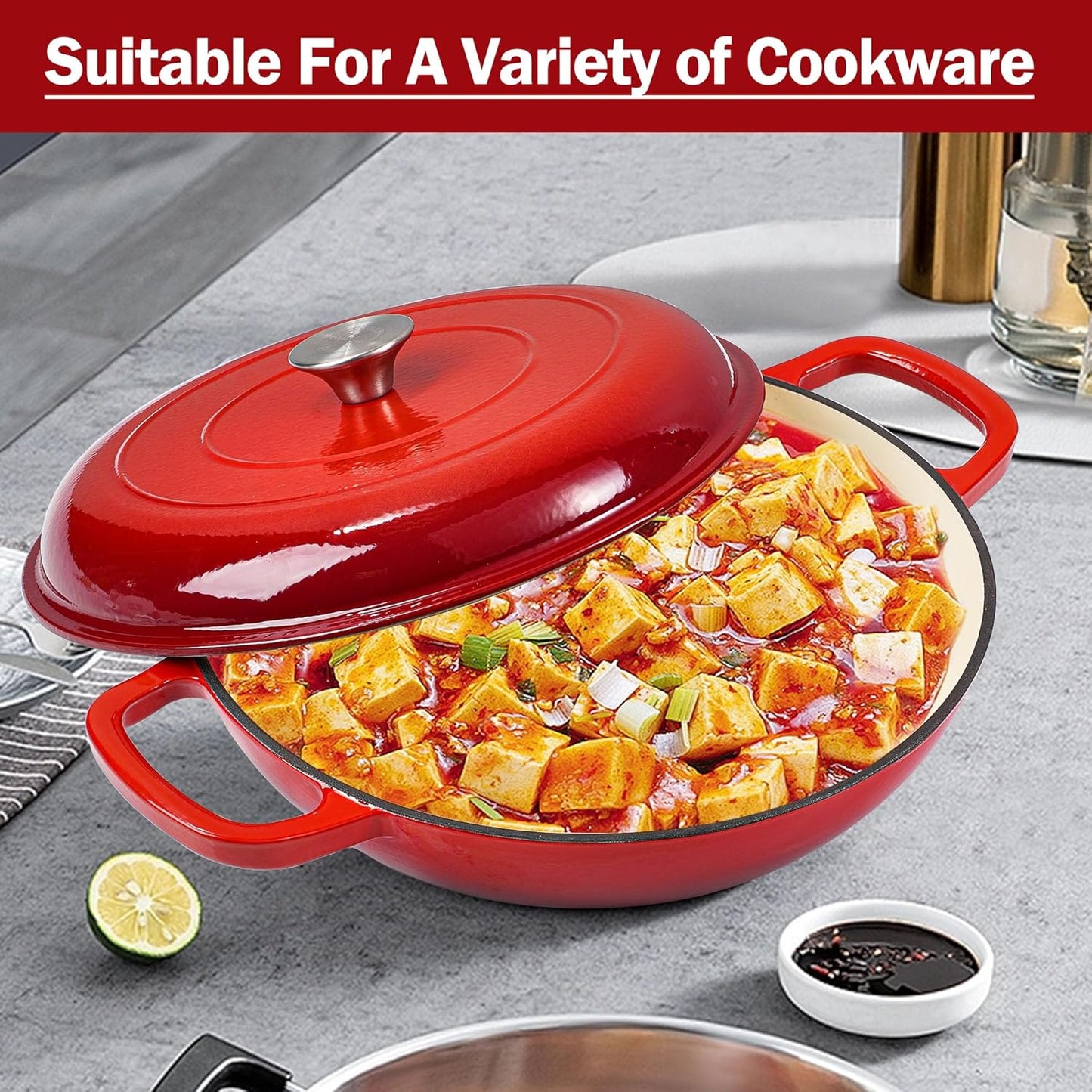 Vivicreate 3.5 Quart Enamel Cast Iron Dutch Oven Pot with Lid – Enamel