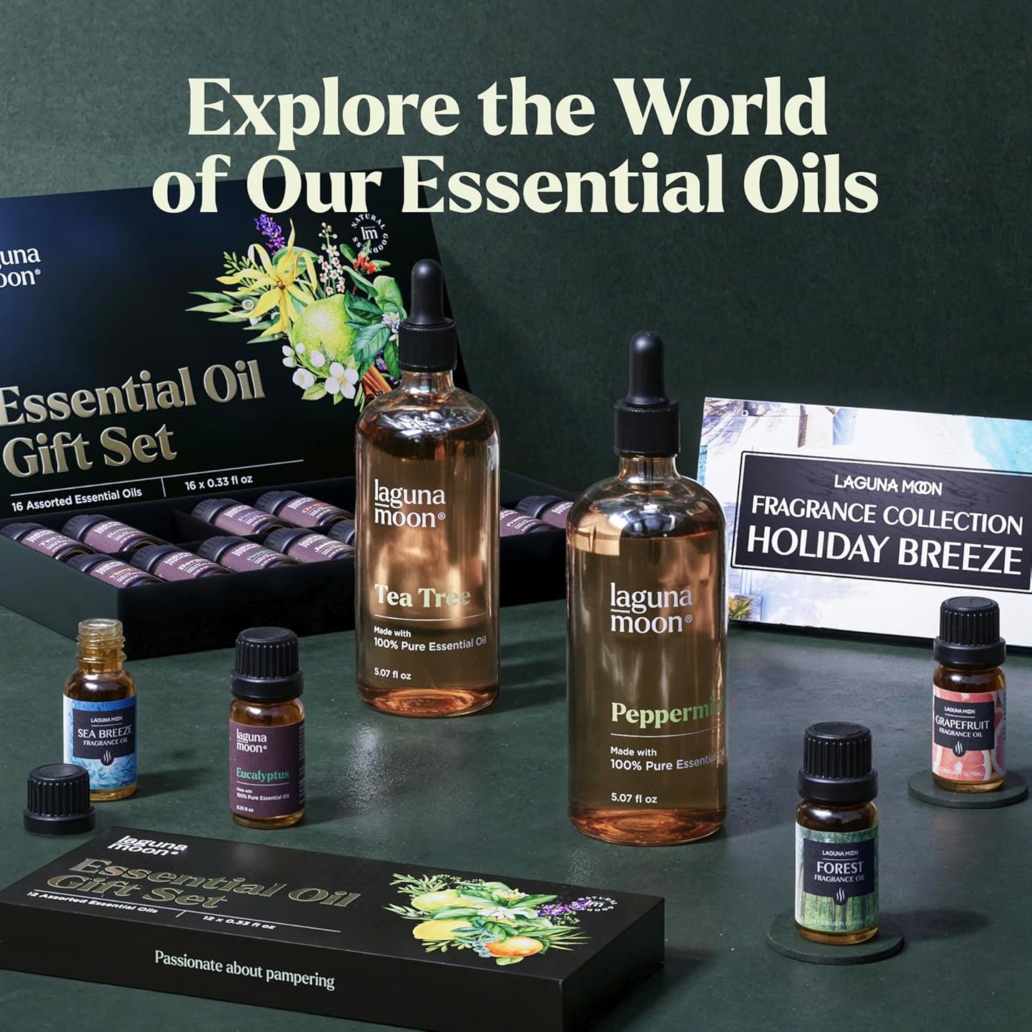 Lagunamoon Essential Oils Aromatherapy Set - 6 Oils for Diffusers, Hom