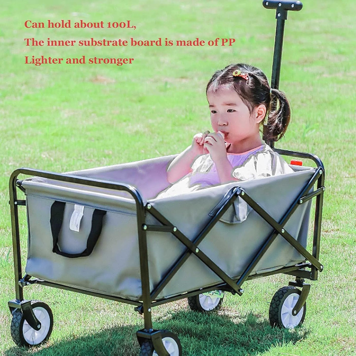 Heavy-Duty Outdoor Camping Folding Shopping Cart Portable Folding Utility Trailer 100l Large Capacity Wide Wheel Wagons Suitable for Shopping Picnics Beaches