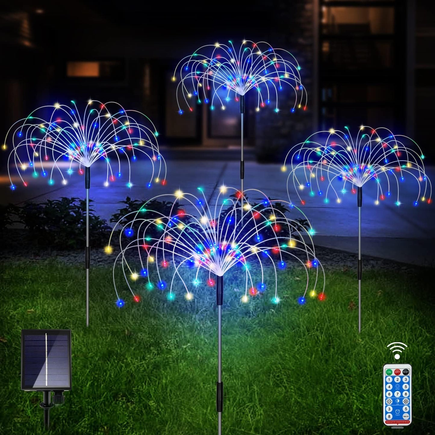Outdoor Solar Garden Lights, 4 Pack 120 LED Copper Wire Waterproof Gar
