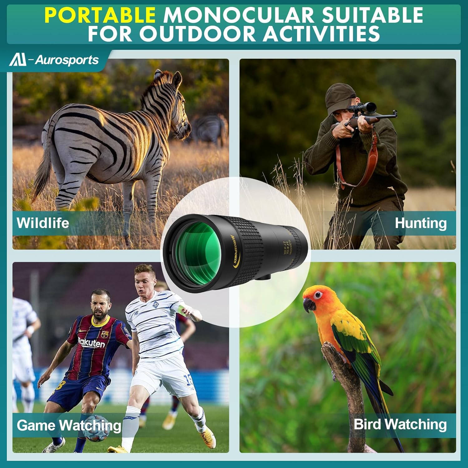 Aurosports 10-30x40 Zoom Monocular for Adults, Monocular Telescope Hig