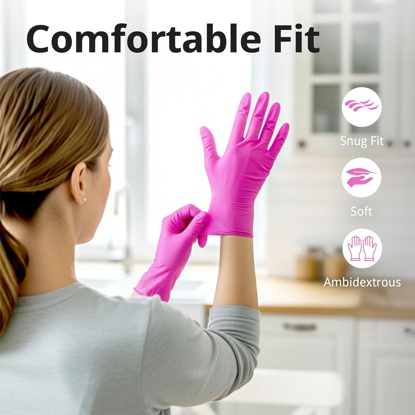 Powder-Free Nitrile Gloves, 3-mil, Disposable Nitrile Gloves, Latex-Fr