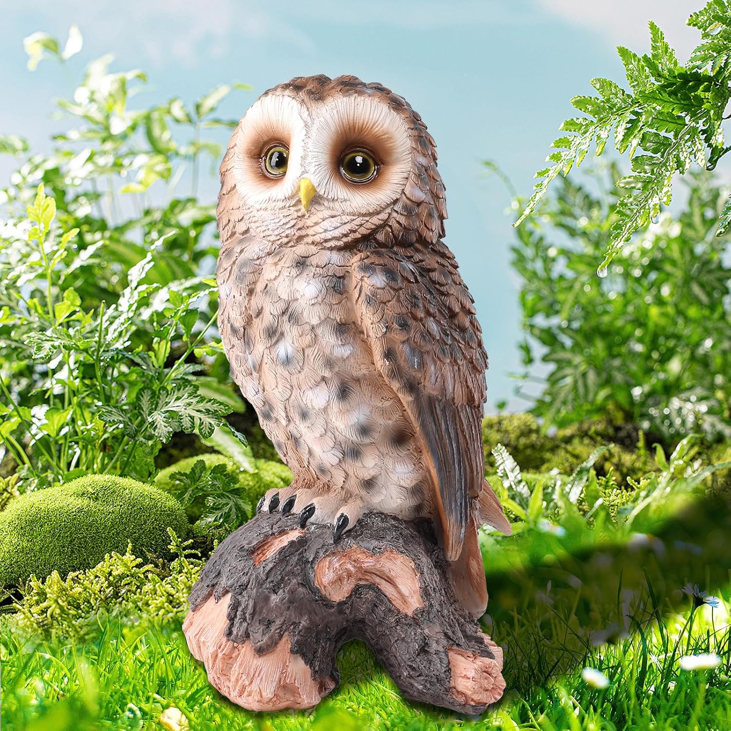 WONDER GARDEN Owl Statue Decor, Outdoor Resin Owl Figurine Sculpture f