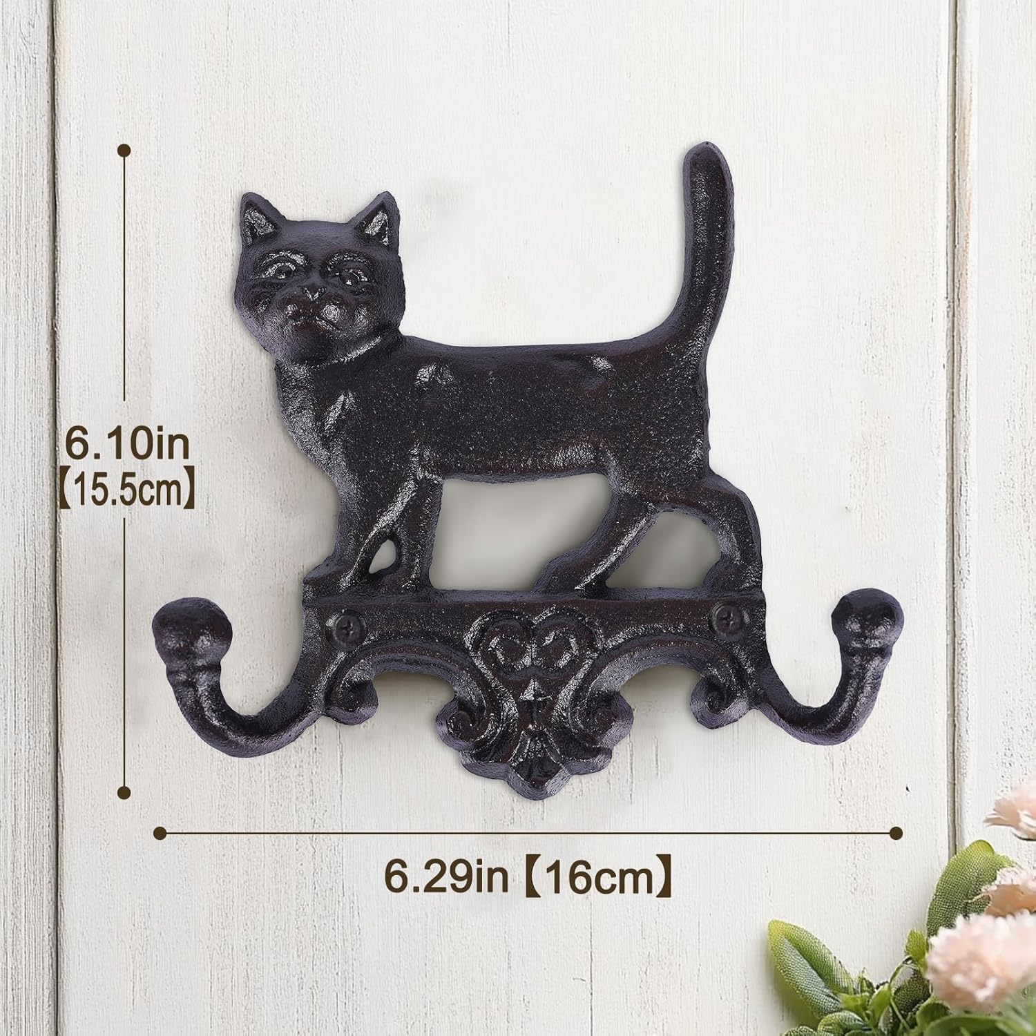 Cast Iron Cat Wall Mounted Hooks,for Wall Decorative Dog Family Key Ho