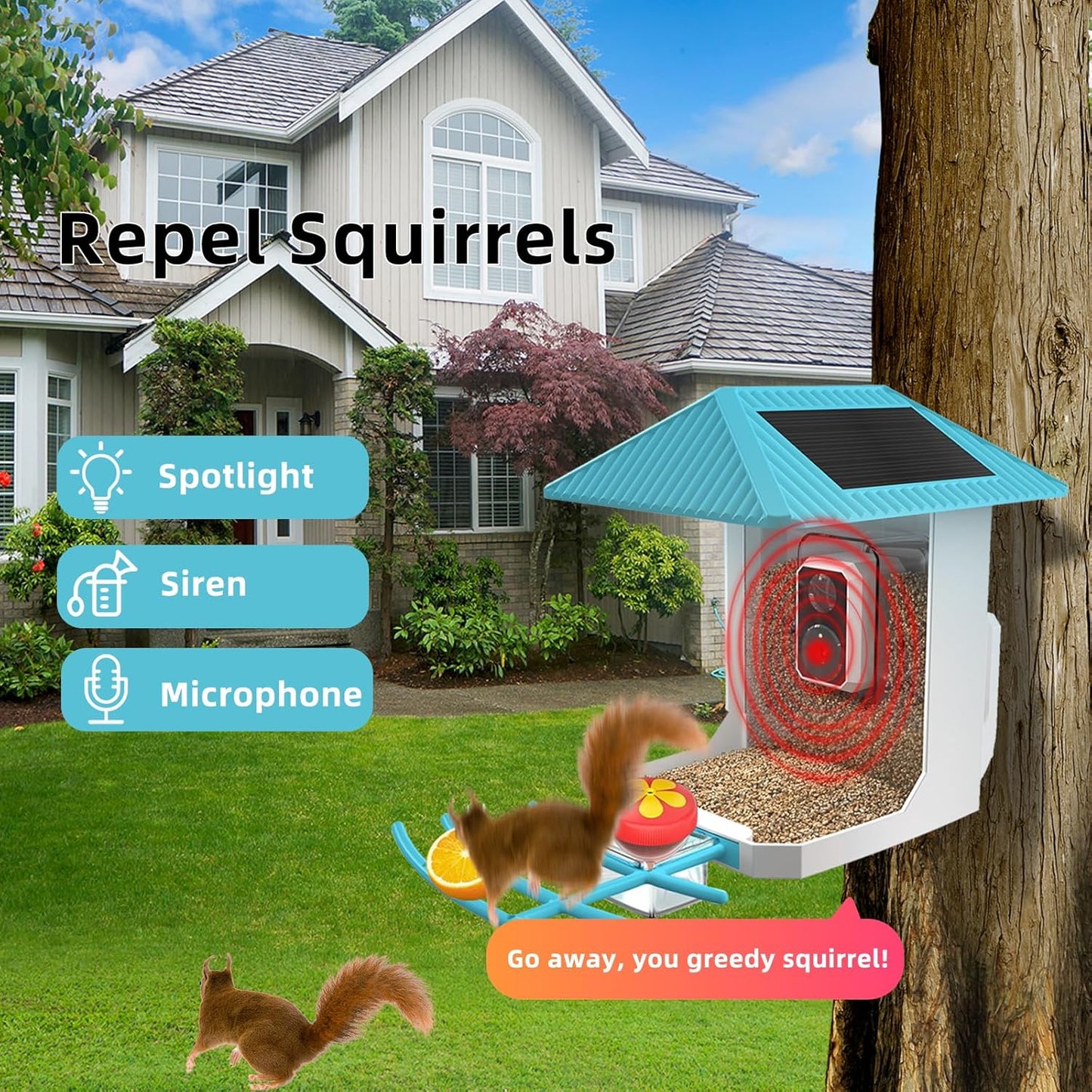 2K Smart Bird Feeder with Camera, 2.5L Ai Smart Bird House for Outdoor