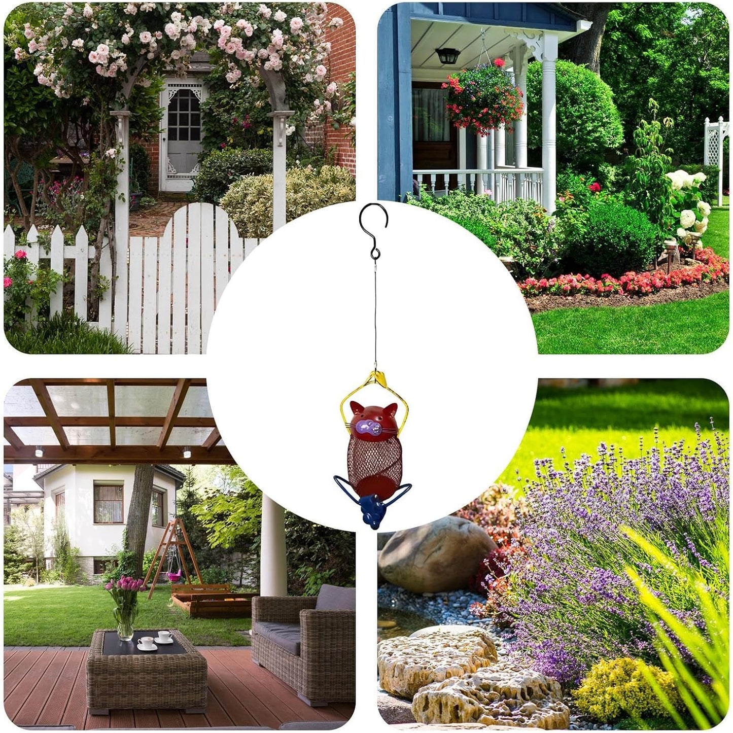 Bird Feeder - Cat-Shaped Metal Frame Station,Cute Squirrel Proof Small Bird Feeder with Hook,for Outside Garden Yard Wildlife Observation