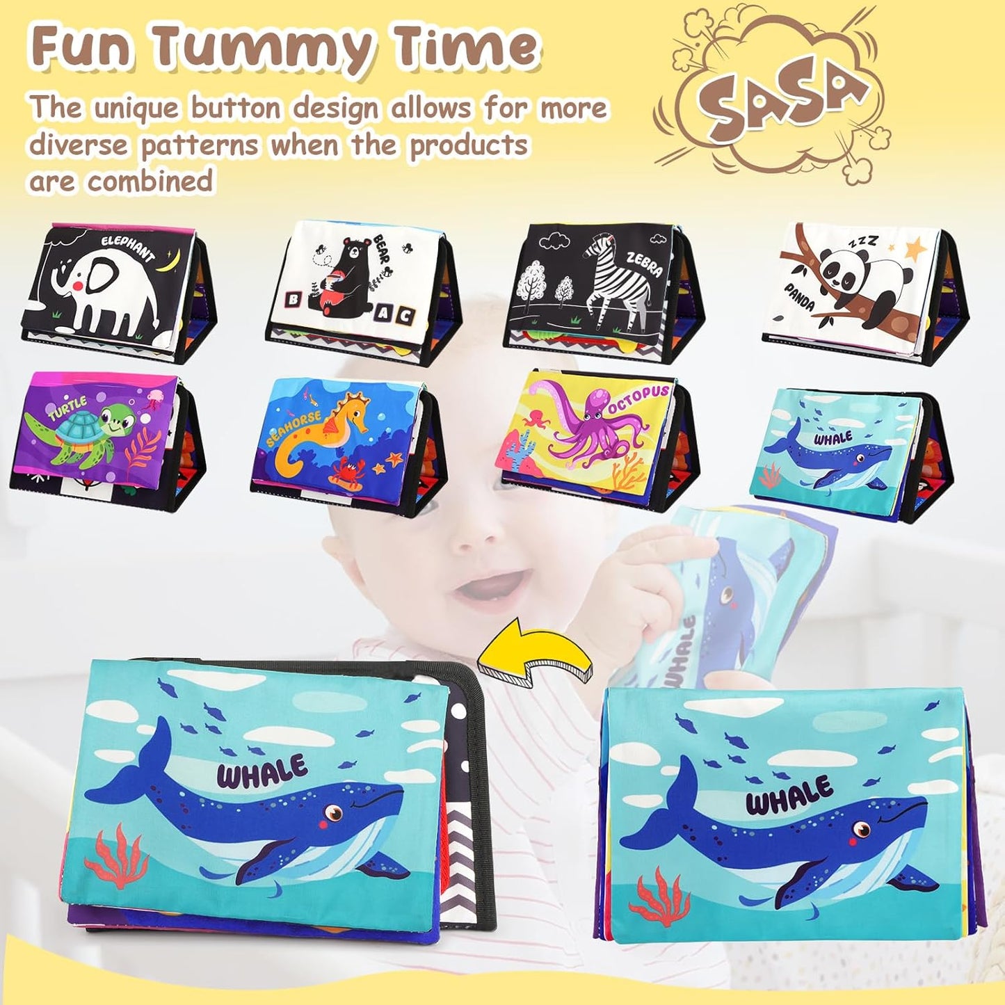 URMYWO Tummy Time Toys - Black and White High Contrast Baby Toy for Ne
