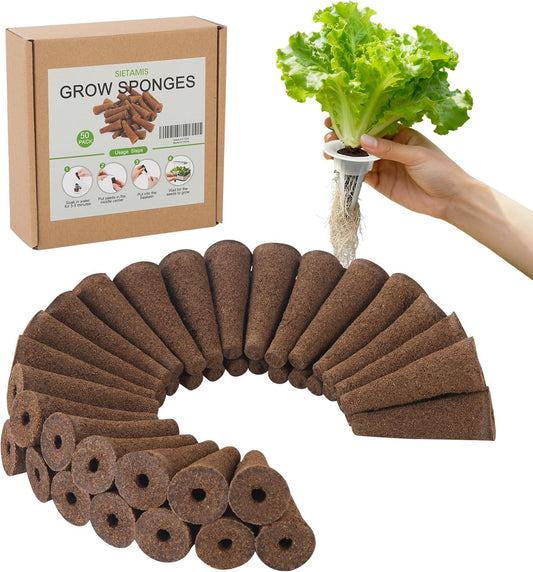 50 Pack Hydroponic Grow Sponges Seed Pods Replacement, Growing System 