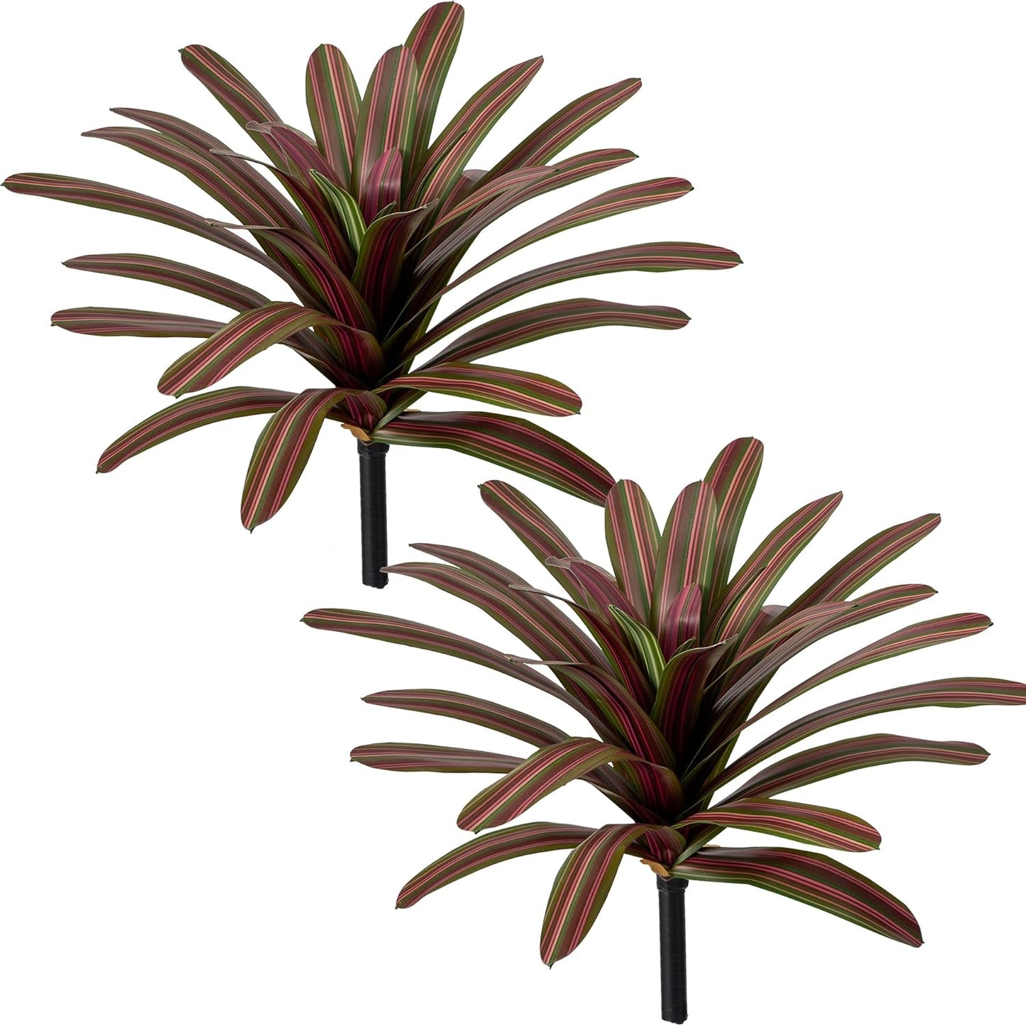 Agave Plant Artificial 23.6" Faux Agave Plant Indoor Outdoor Fake Agave 33 Leaves with Striped Texture Realistic Greenery for Porch Patio Home Decor 2 Pack Without Pot(Purple Green)