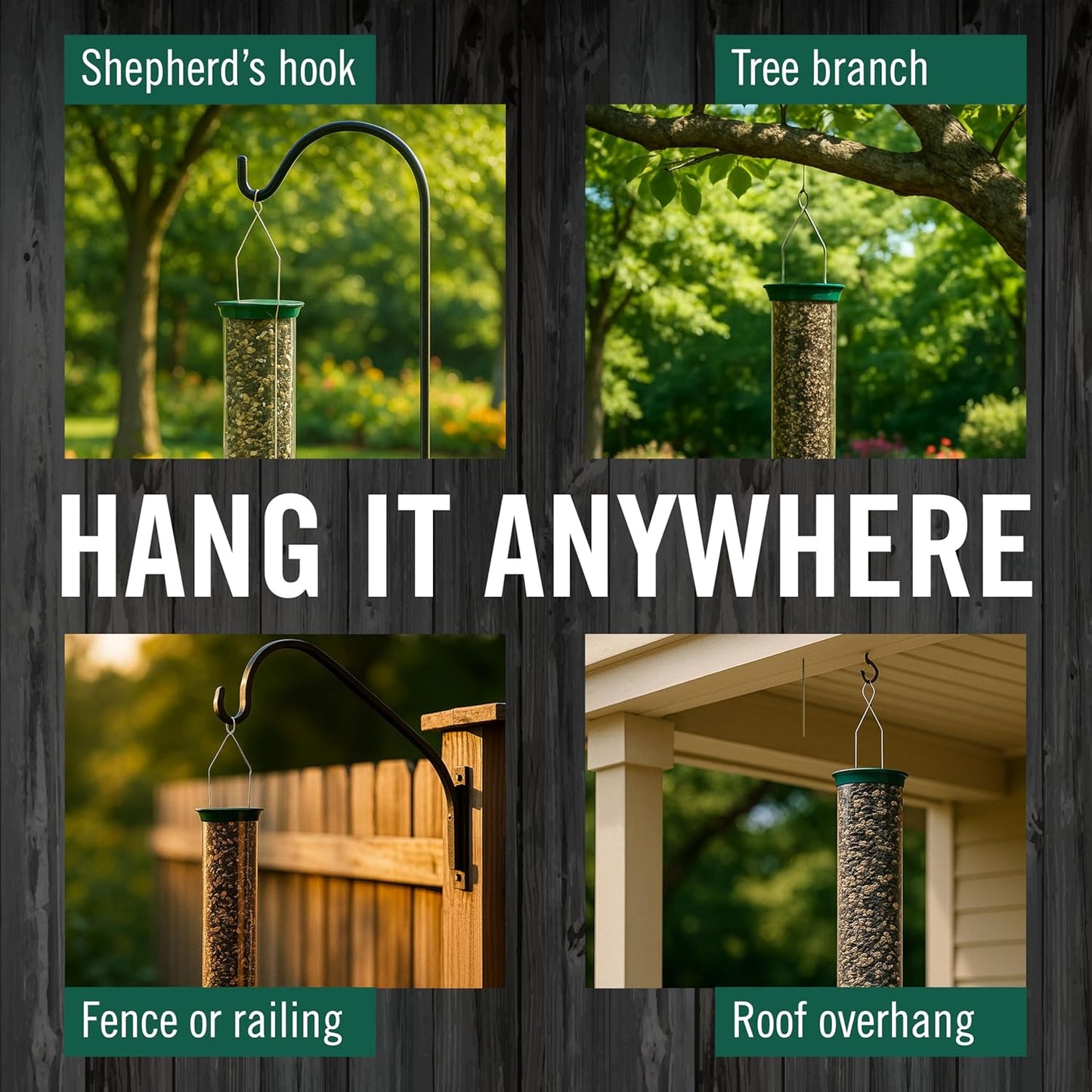 Droll Yankees Squirrel Proof Bird Feeders for Outdoors - YF-M - Flipper, Collapsible Perches, 5-Pound Seed Capacity, Green