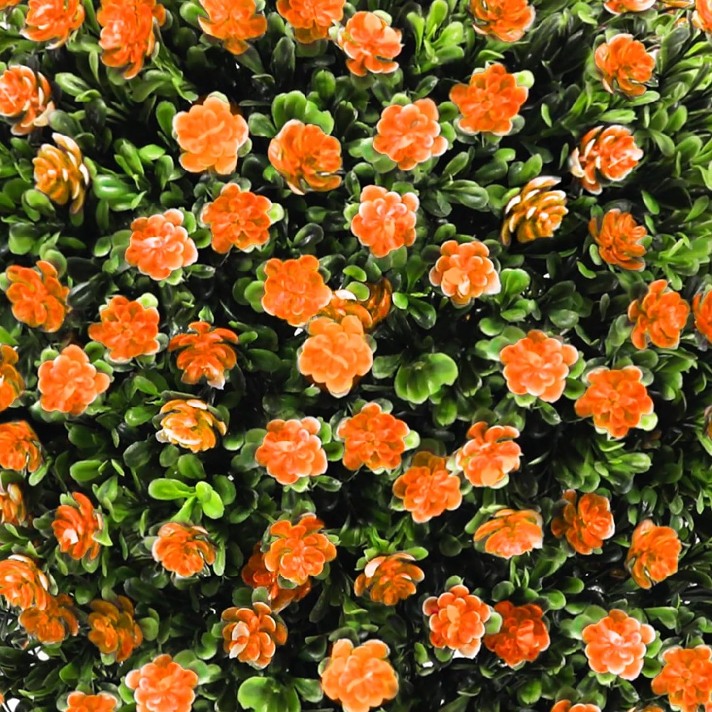28" Artificial Flower Bushes with Ground Stakes – Artificial Boxwood Topiary Trees with Roses Orange Faux Floral Plants with Autumn Leaves for Outdoor Thanksgiving, Garden, Pathway, Porch Décor