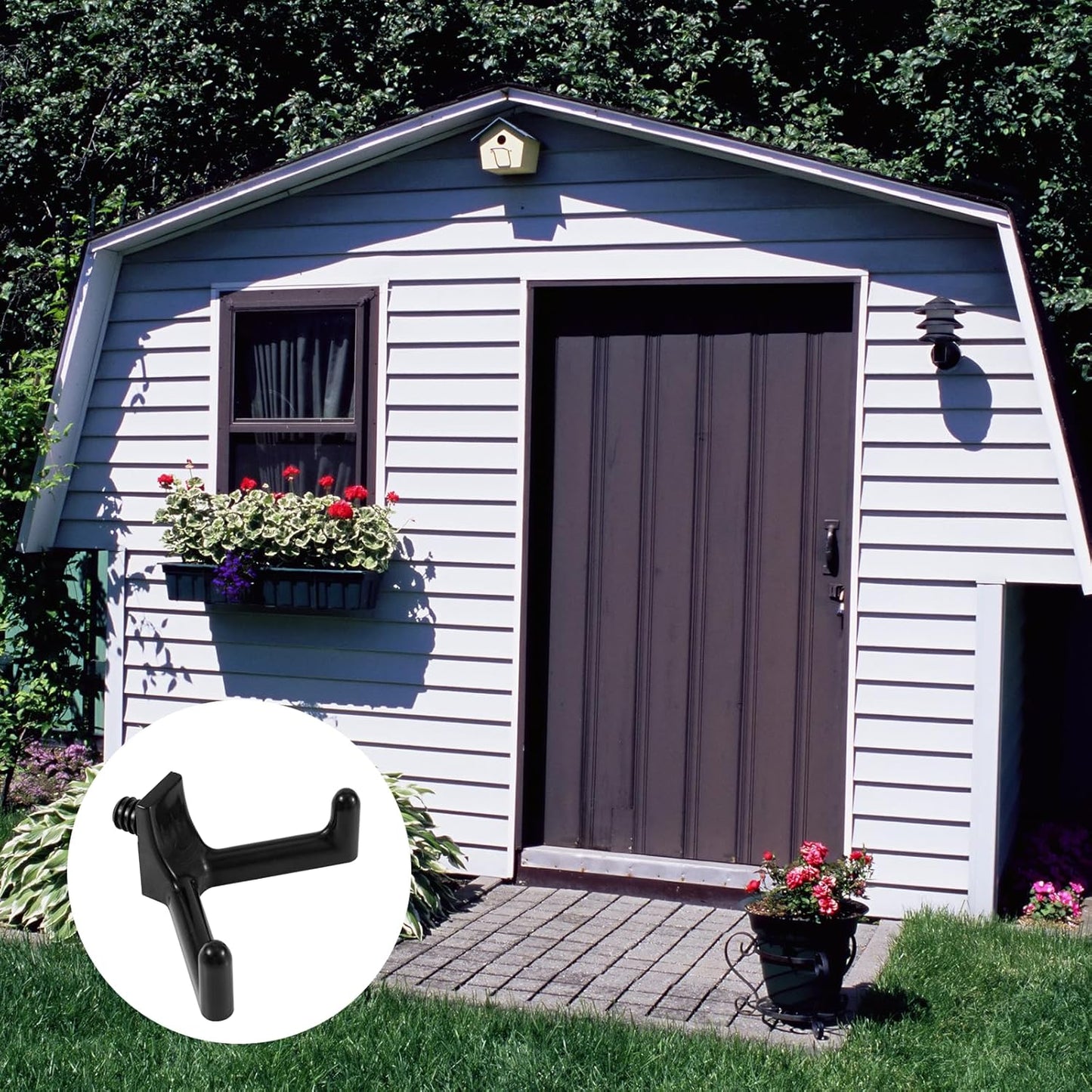 3pcs Tool Hooks for Suncast, Utility Double Head Design Garden Storage Shed Hanger Essential Garage Wall Organization Accessories for Shovels Rakes Compatible with Suncast Shed(Black)