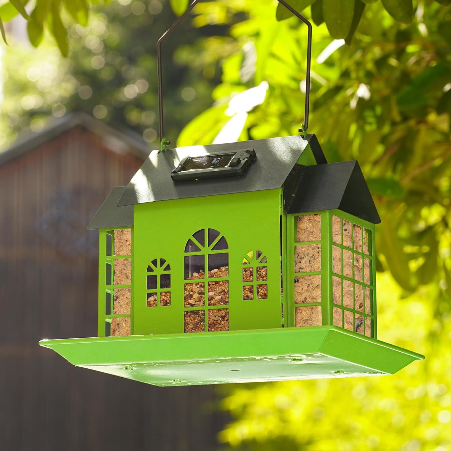 Bird Feeders for Outdoors,Solar Metal Large Capacity Cardinal Birdfeeders with Suet Holder,Cardinal Bird Suet Feeder,Birdhouse,Weatherproof and Durable