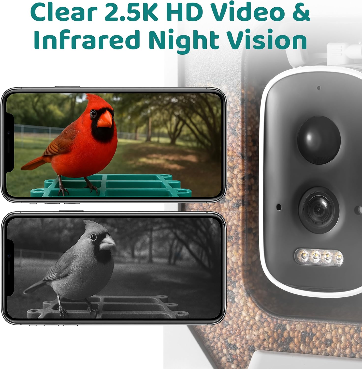 Happy Birdy Smart Bird Feeder with Camera - 2.5K HD Video, Wild Bird F