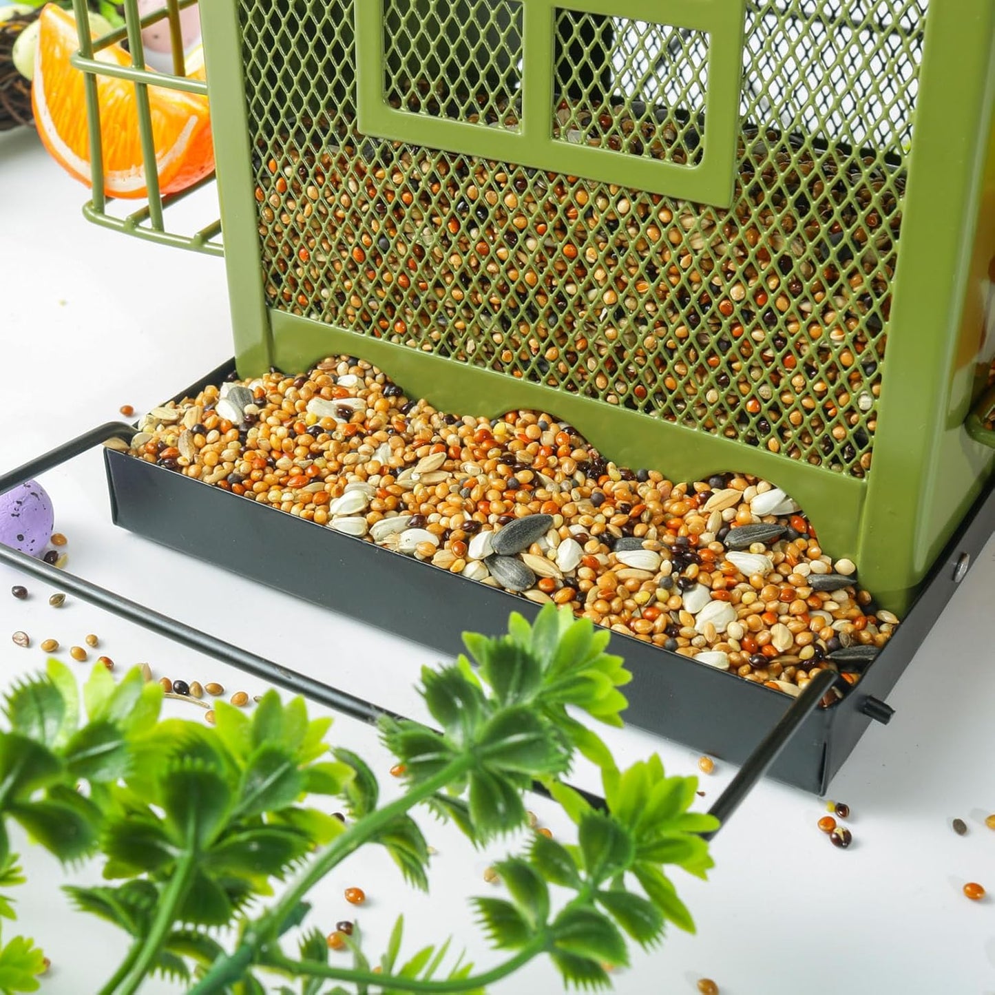 Decorative Outdoor Bird Feeders Squirrels Proof Double Roof Metal Bird Feeders For Wild Birds And Nature Lover