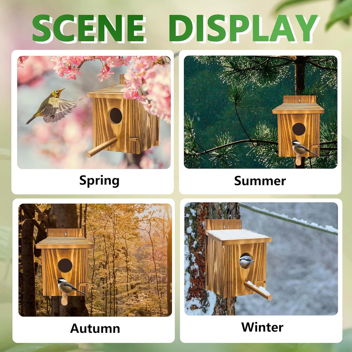 1 Pack Bird Houses for Outside,Wooden Wren Birdhouse with Detachable Perch,Finch Bluebird Houses Hanging Birdhouse for Outdoors