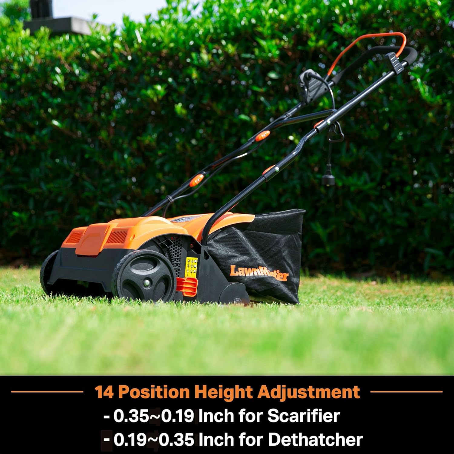 LawnMaster GVB1316 Electric 16” 13 Amp Dethatcher and Scarifier with 1