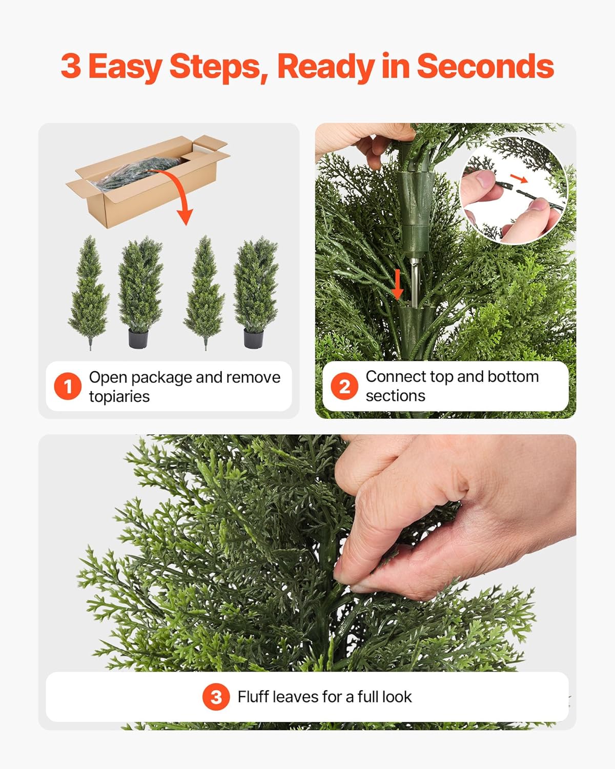 VEVOR Artificial Cedar Topiary Trees, 60 inch 2 Set Faux Pine Shrubs P