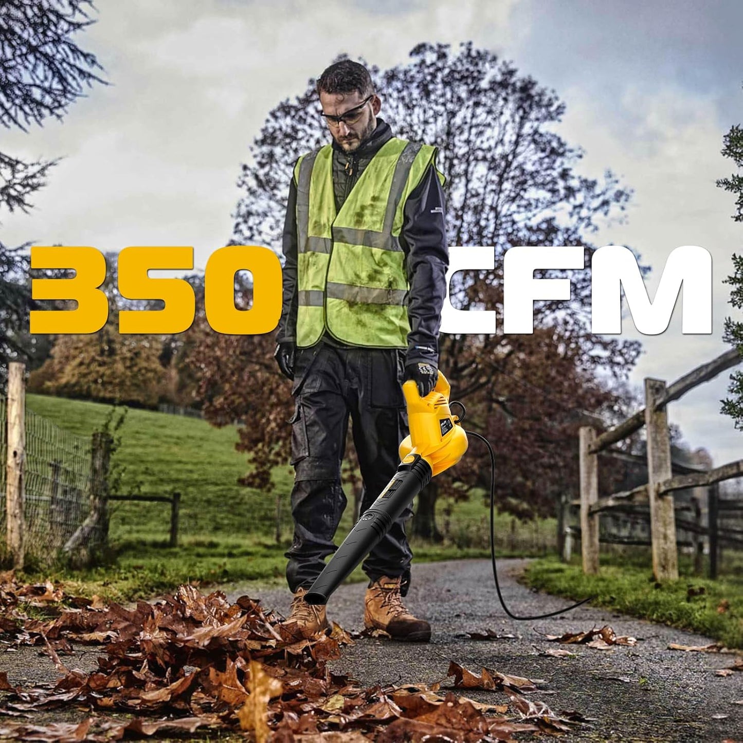 Electric Leaf Blower Corded, 7-AMP Leaf Blowers, 155MPH/350CFM Small H
