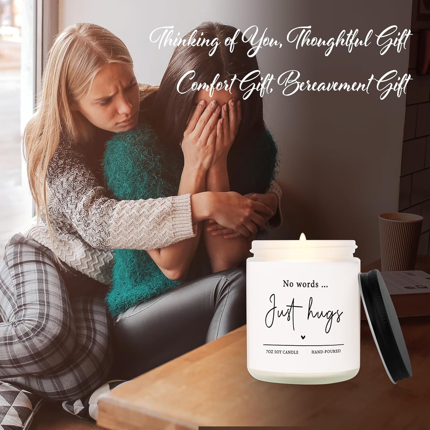 Shqiueos Sympathy Gifts for Loss of Loved One-No Words Just Hugs Laven