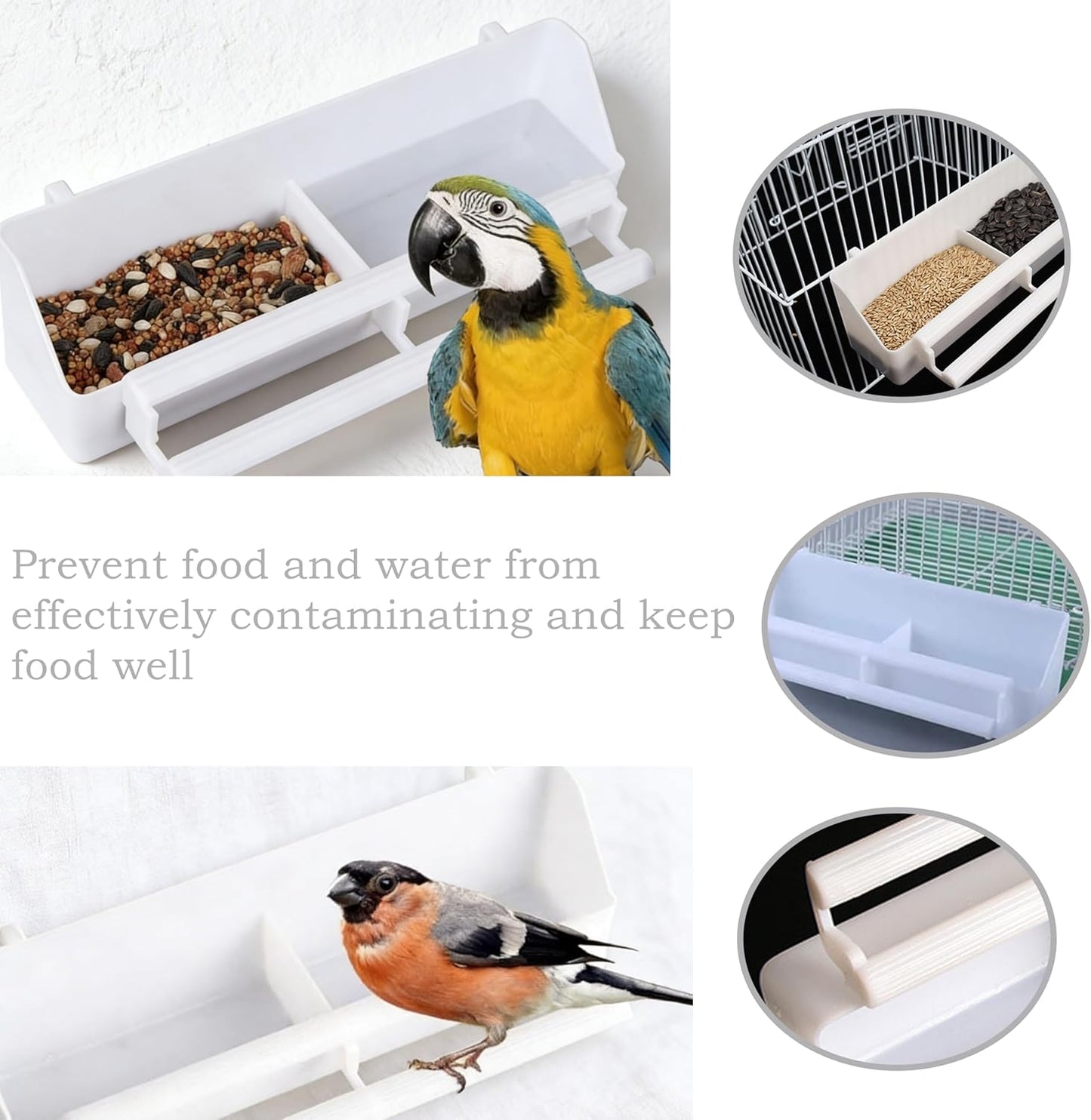4 Pack Bird Cage Feeder Bird Feeder for Cage & Comederos para Pajaritos - Double Cups PP Material Holds More Feeds for Small Birds
