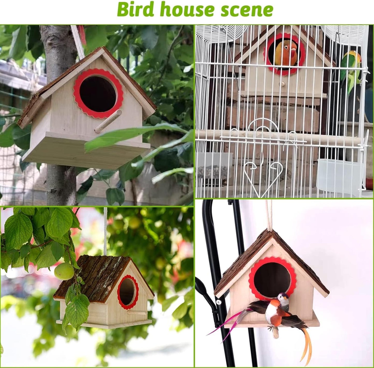 kathson Parakeet Nesting Box Wood Bird House for Cage Wooden Parrot Nest Breeding Mating Box for Lovebirds Cockatiel Canary Finch Budgie and Small and Medium-Sized Birds