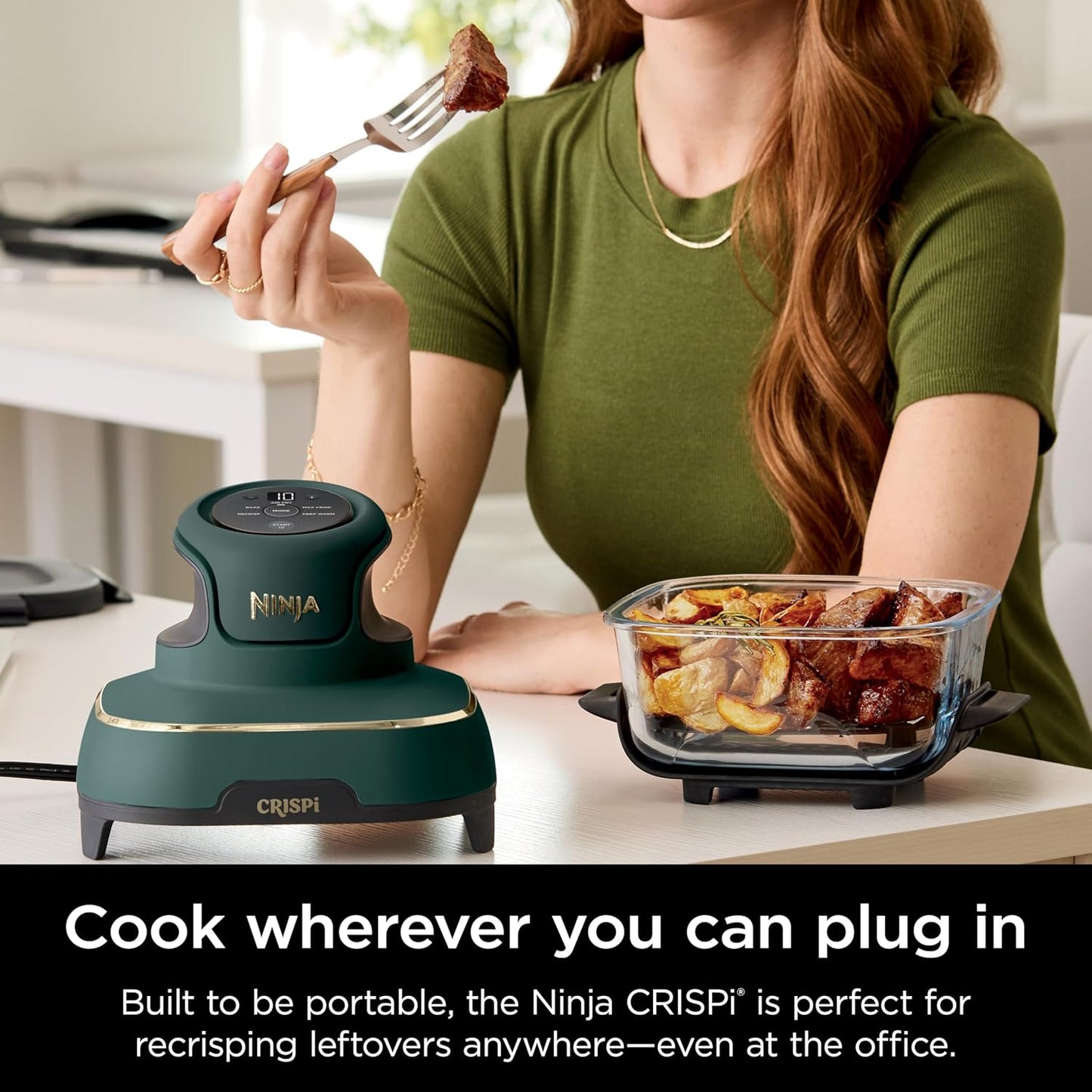 Ninja Crispi 5-in-1 Glass Air Fryer | 450°F, Nontoxic, 4QT & 6-Cup Con