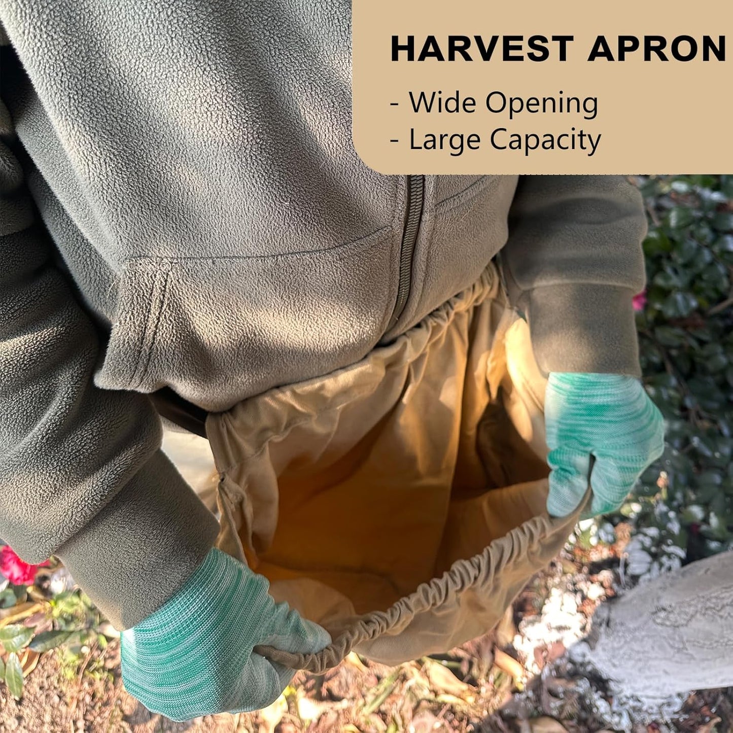Adjustable Garden Apron with Storage Pouch for Harvesting, Fruit Picking, Vegetables, Hands-Free Design