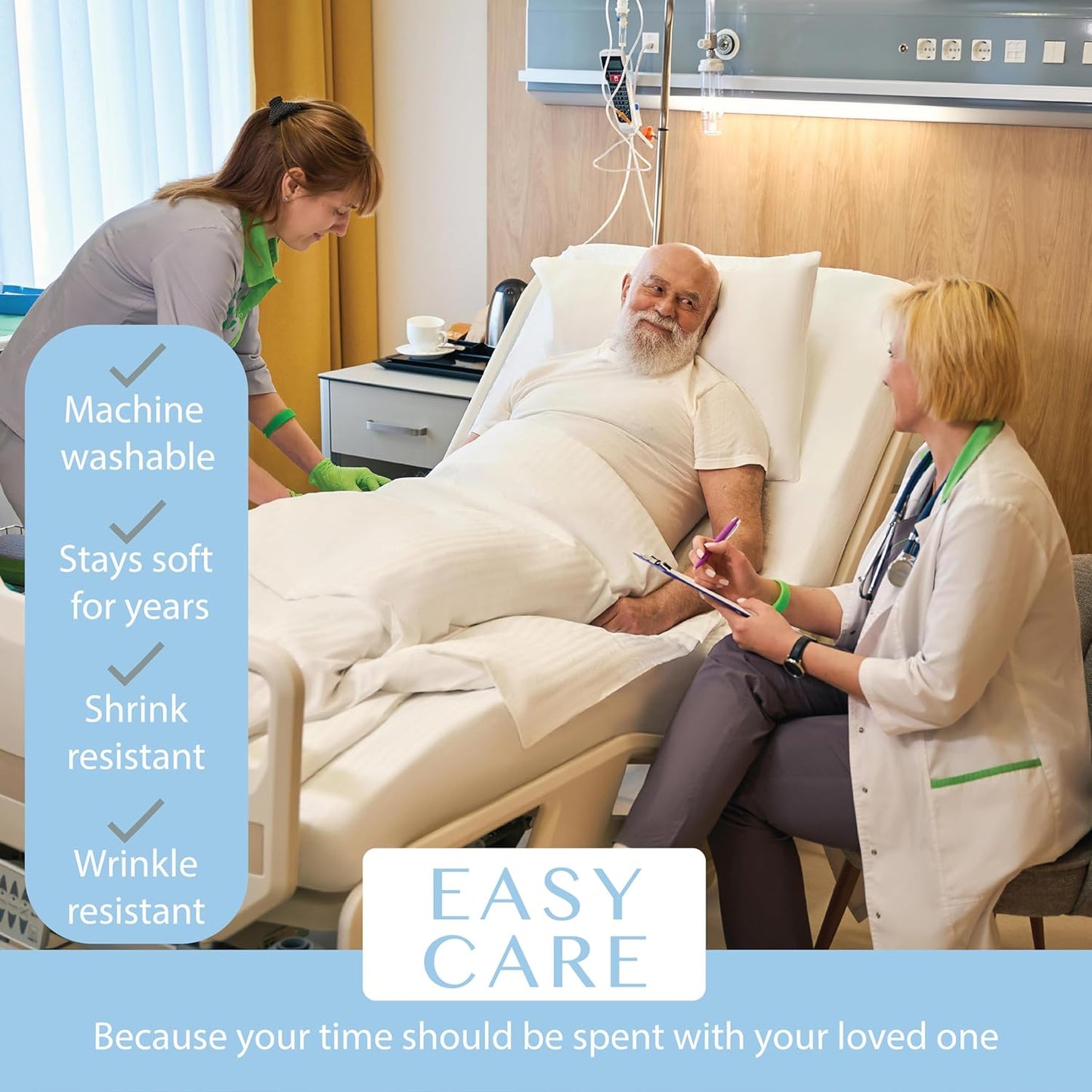 BLISSFORD - 2 Pack Fitted Hospital Bed Sheets with Elastic All Around 