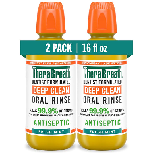 TheraBreath Deep Clean Mouthwash, Antiseptic Benefits, Fresh Mint Flav