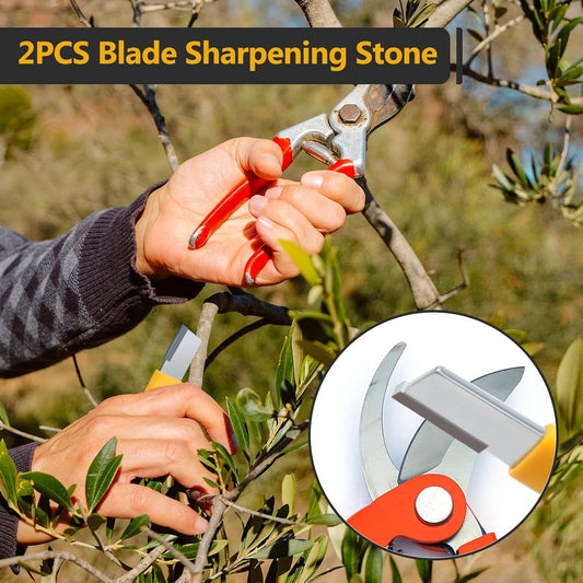 2PCS Garden Tool Sharpener, Blade Sharpener Stone for Garden, Shear Scissor Sharpener, Pruner (2, Yellow+Black)