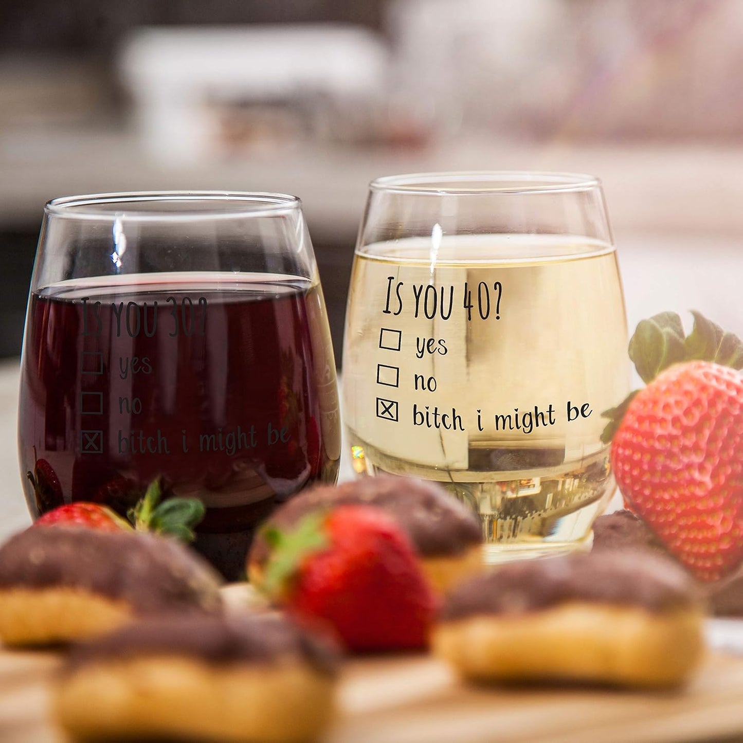 Gelid 40th Birthday Gifts for Women and Men Wine Glass - Funny Is You 40 Gift Idea for Mom Dad Husband Wife – 40 Year Old Party Supplies Decorations for Him, Her - 15oz