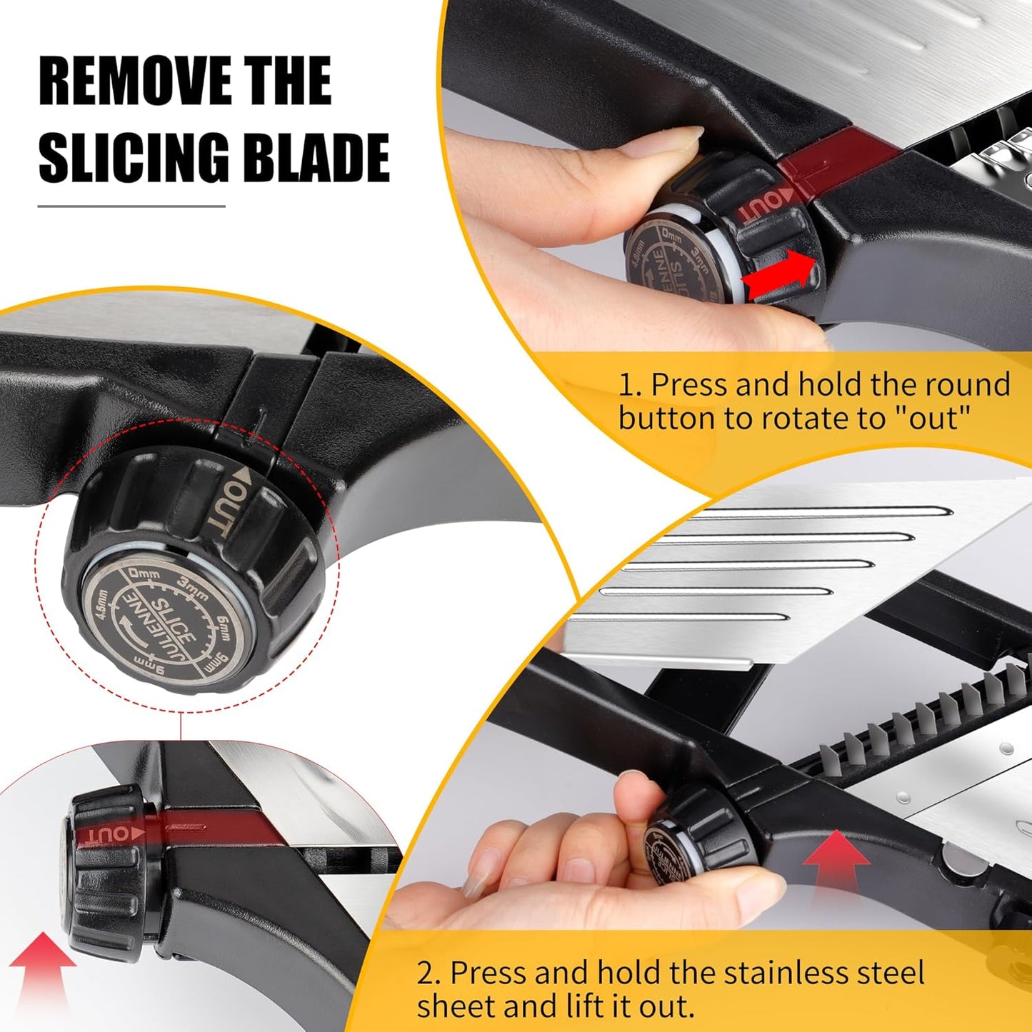 Mandoline Food slicer for kitchen, Adjustable Stainless Steel Mandolin