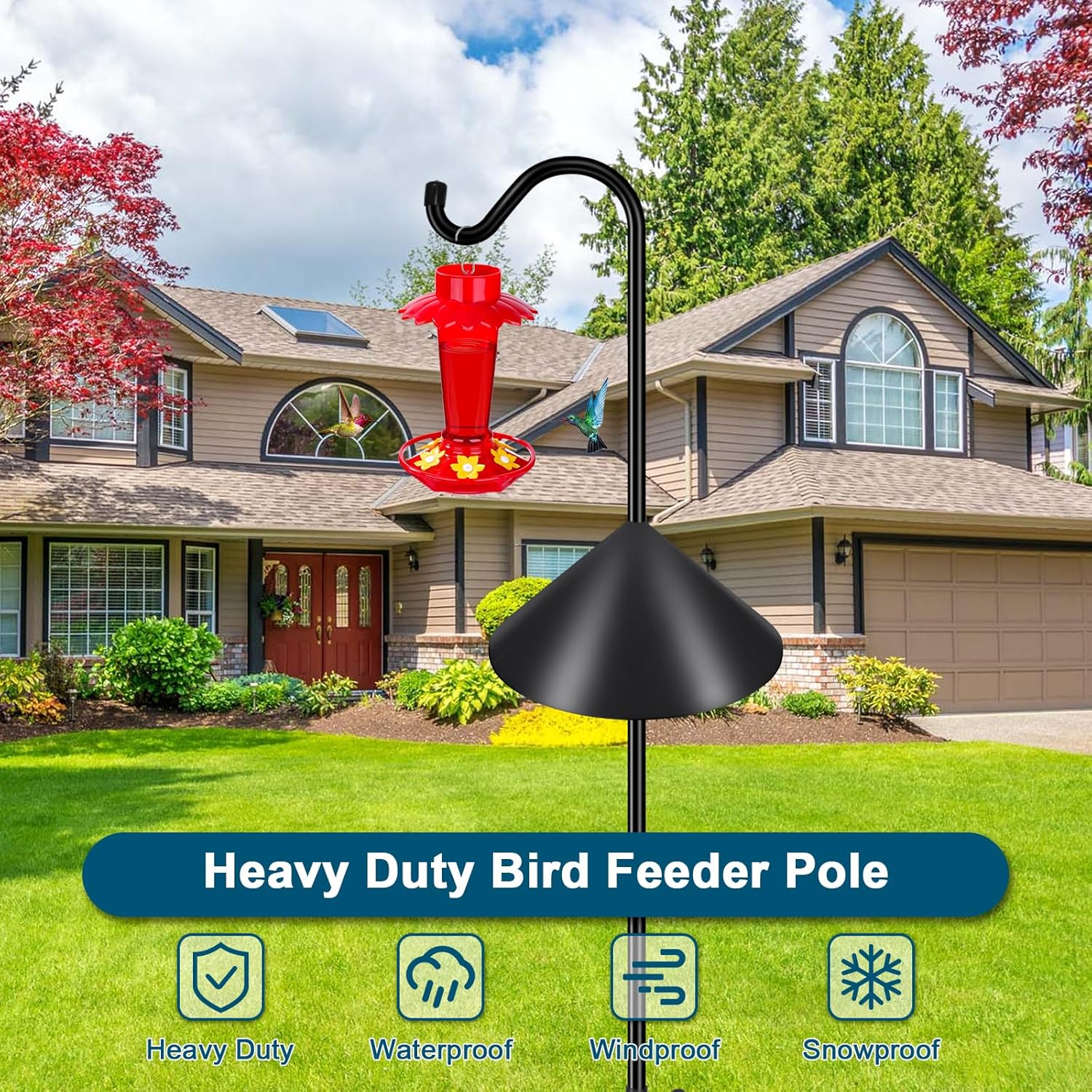 Gtongoko Bird Feeder Pole Squirrel Proof 92 Inch Shepherds Hook for Ou